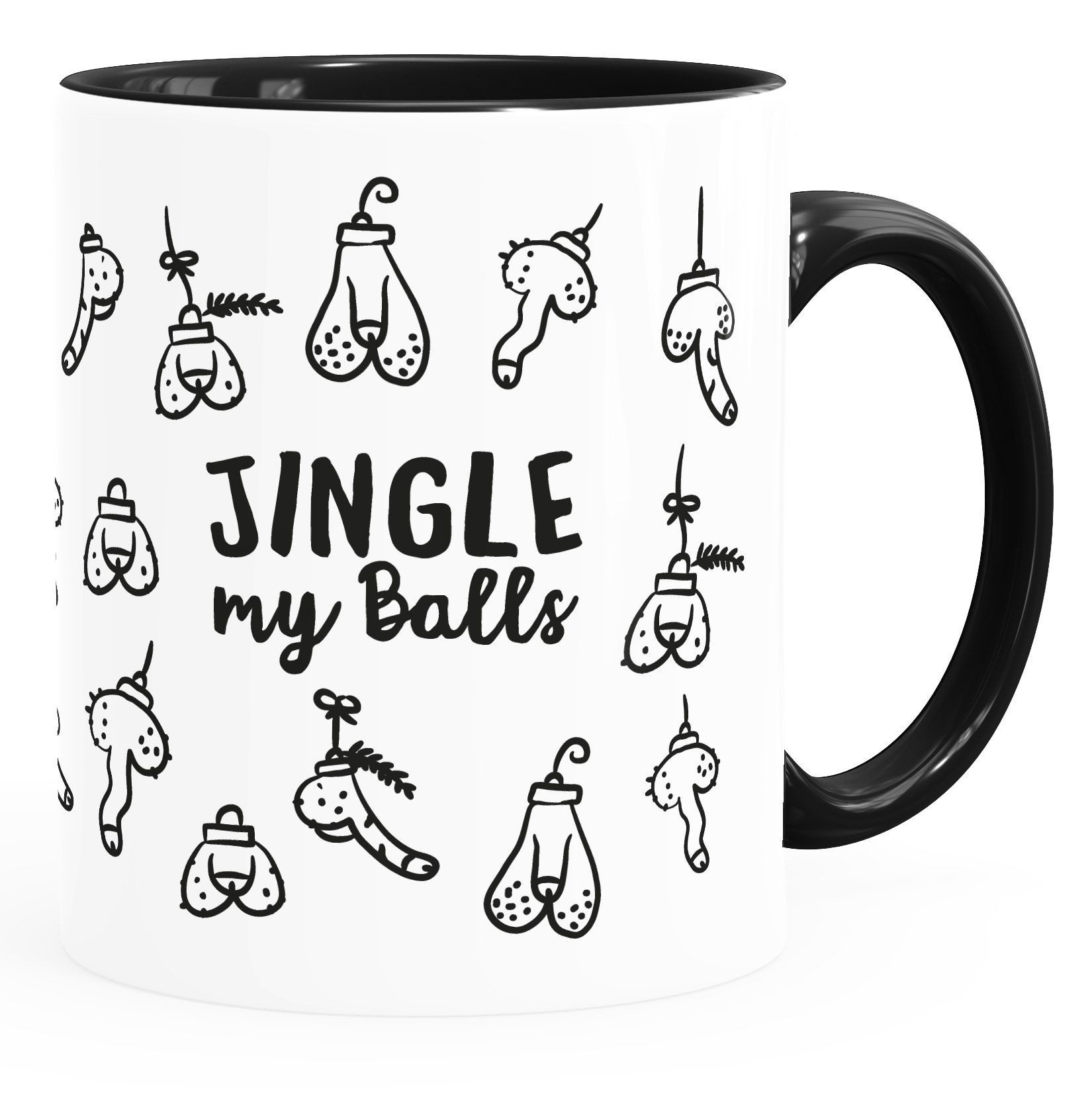 MoonWorks Tasse Kaffee-Tasse Weihnachten lustig Spruch Jingle my Balls Penis-Muster, Keramik