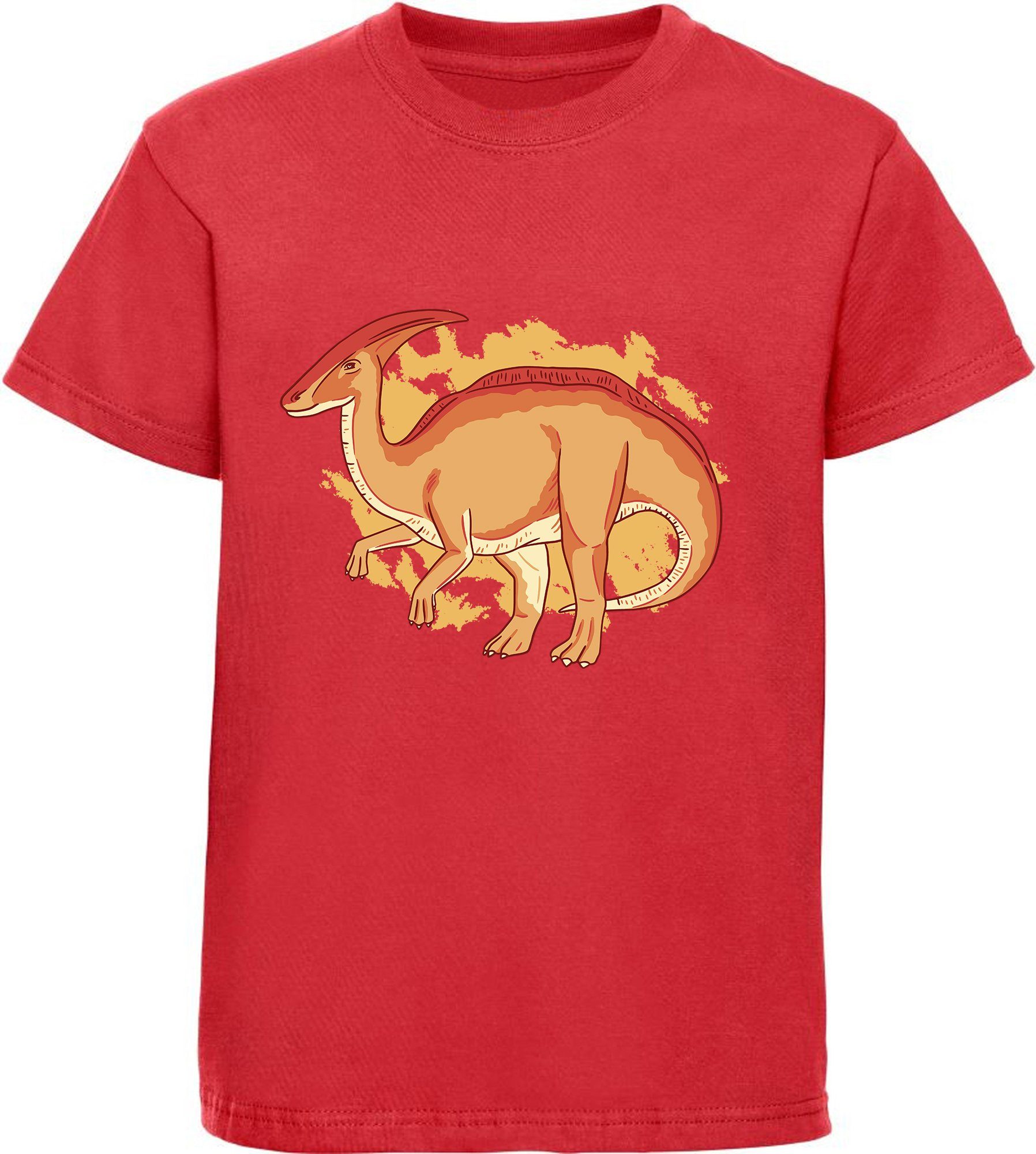 MyDesign24 Print-Shirt bedrucktes Kinder T-Shirt mit Parasaurolophus Baumwollshirt mit Dino, schwarz, weiß, rot, blau, i86