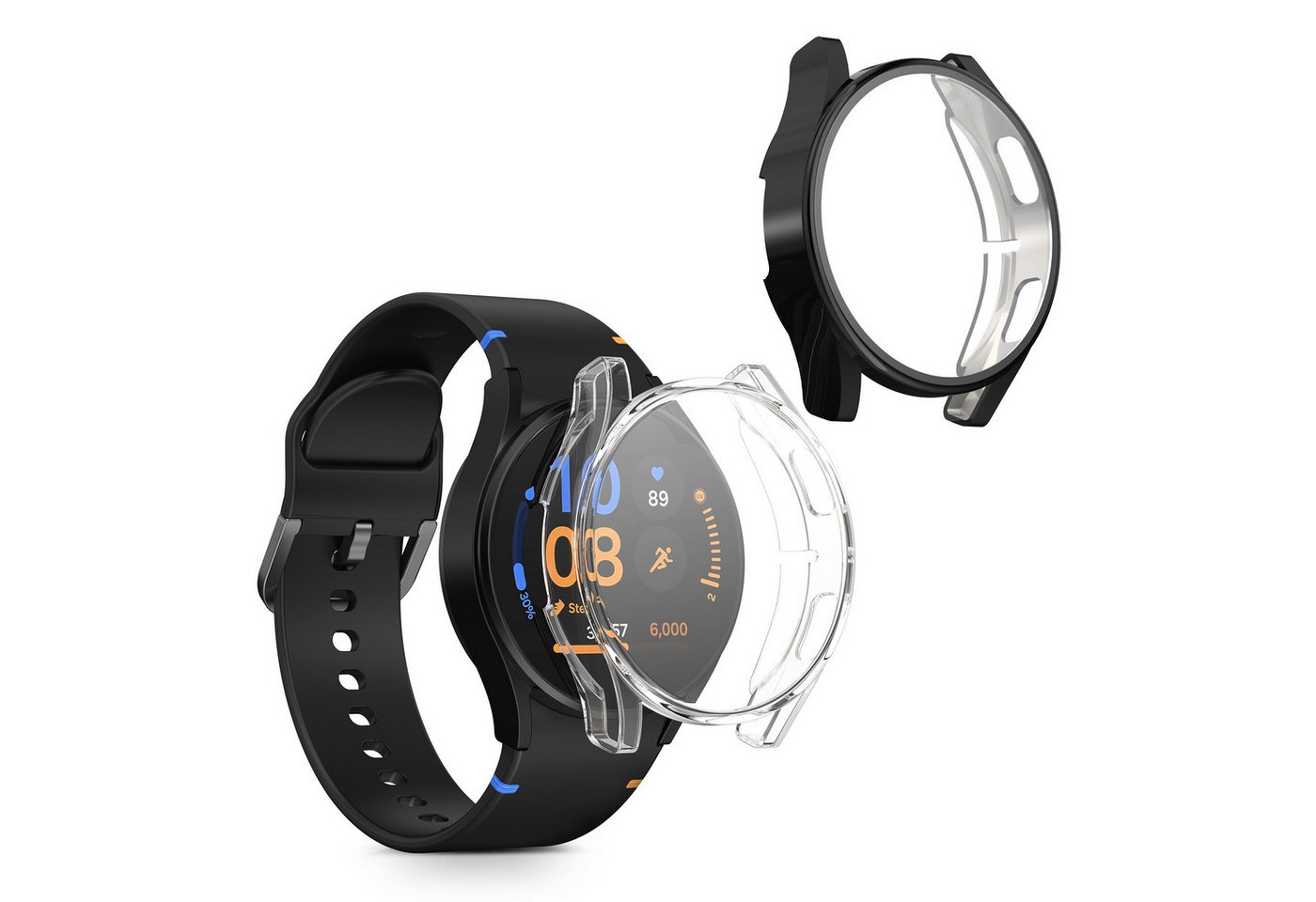 kwmobile Smartwatch-Hülle 2x Silikon Hülle für Samsung Galaxy Watch FE 40mm, Schutzhülle Fullbody Display Cover Set aus Silikon