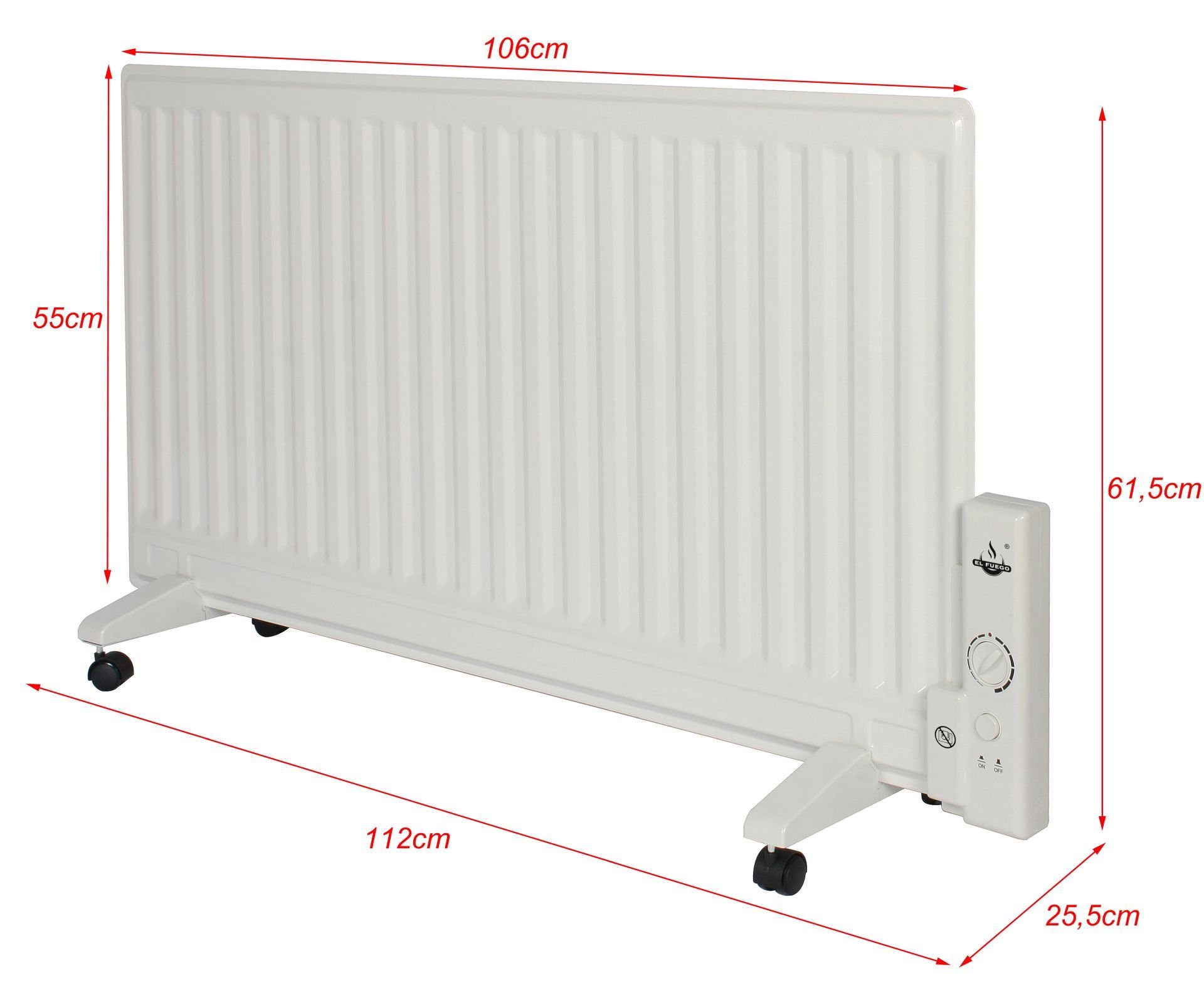 Fuego AY4964, Elektro-Heizkörper weiß W, 1000 Öl-Panelheizer El