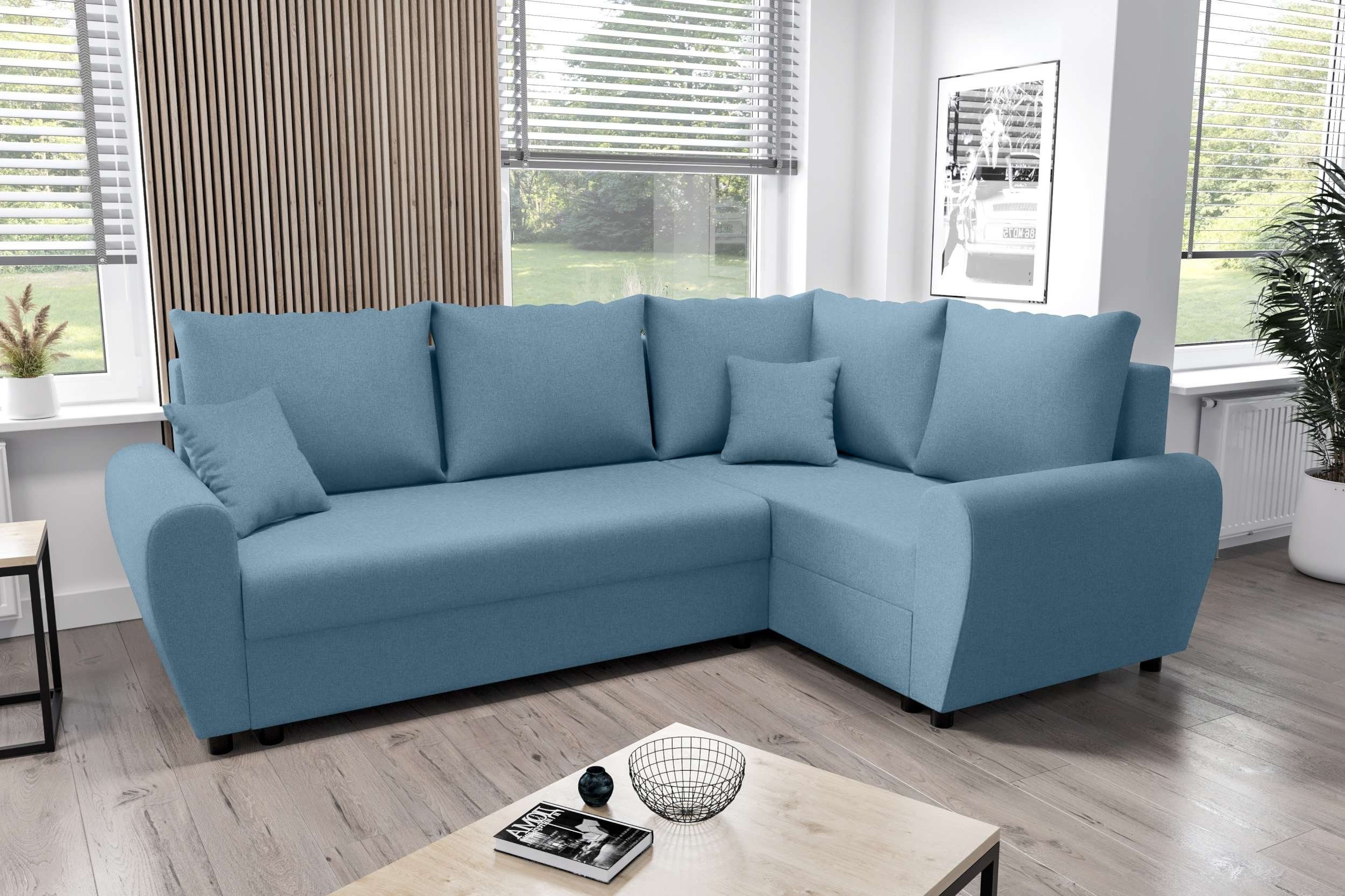 Eckcouch, Stylefy Ecksofa Valence, mit Design mit Bettkasten, Bettfunktion, Sitzkomfort, L-Form, Modern Sofa,