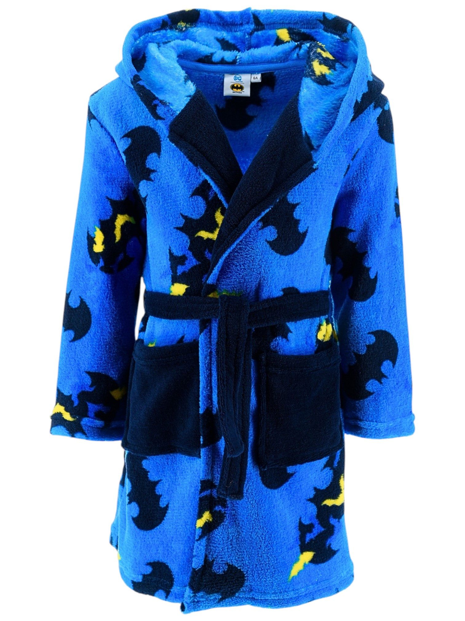Batman Kinderbademantel DC Comics, Polyester, mit Kapuze, Bindegürtel, für Kinder mit Kapuze Gr. 98-128 cm