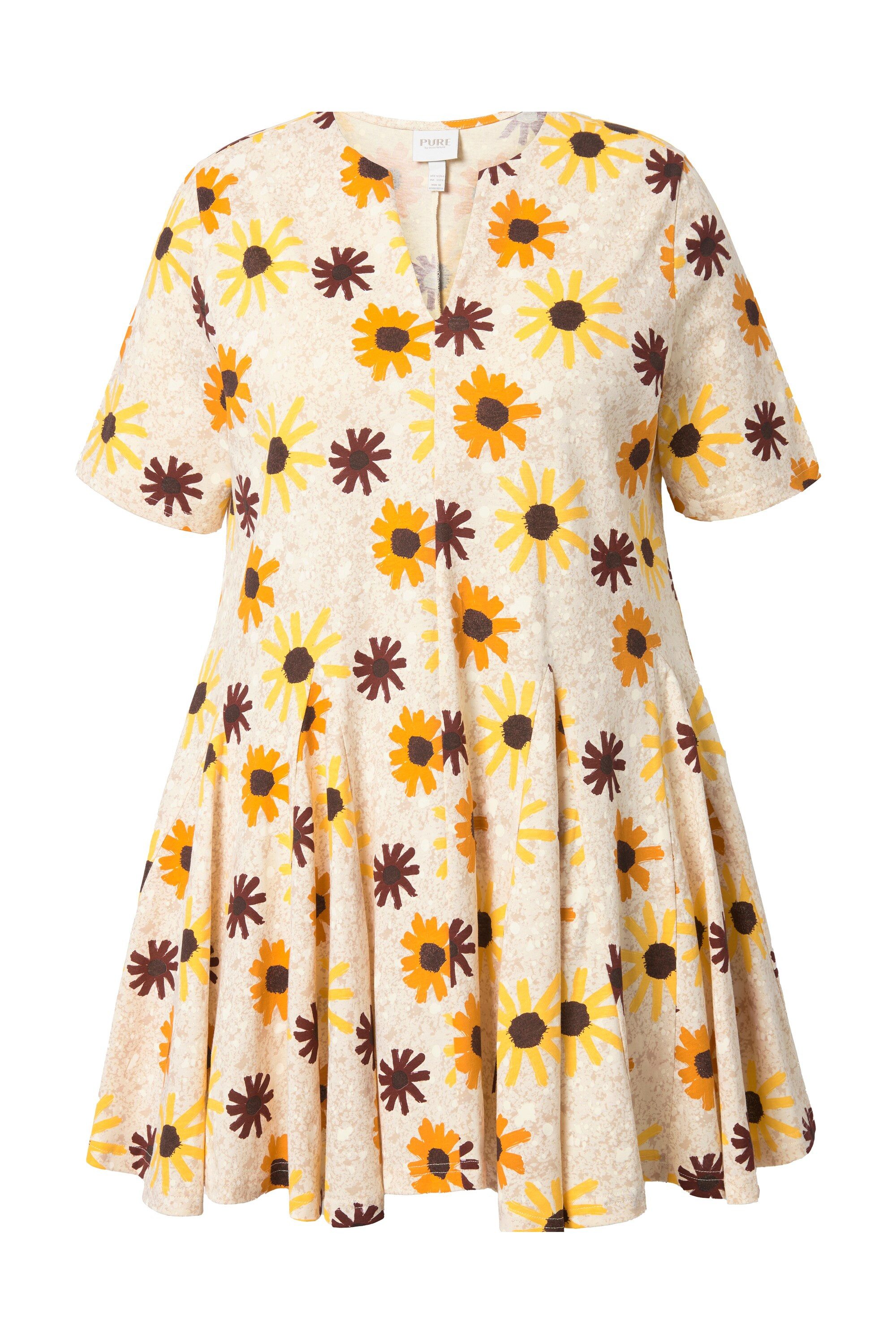 Ulla Popken T-Shirt T-Shirt Blüten Tunika-Ausschnitt günstig online kaufen