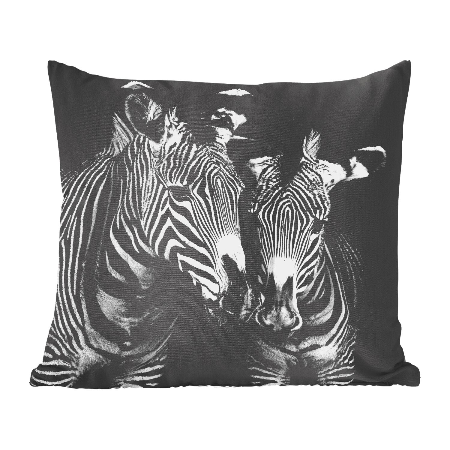 MuchoWow Dekokissen Tierprofil Zebras in Schwarz und Weiß, Zierkissen mit Füllung für Wohzimmer, Schlafzimmer, Deko, Sofakissen