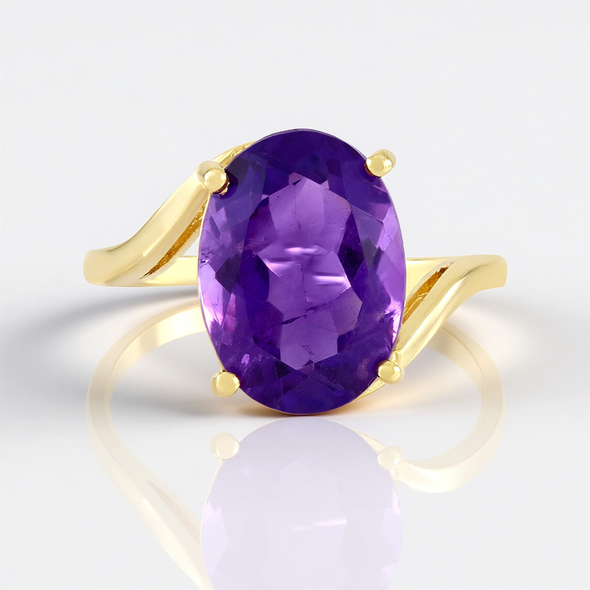 Cavill Solitärring Amethyst 4,98 ct Ring, 925er Silber vergoldet, Wellen, violett (1-tlg)