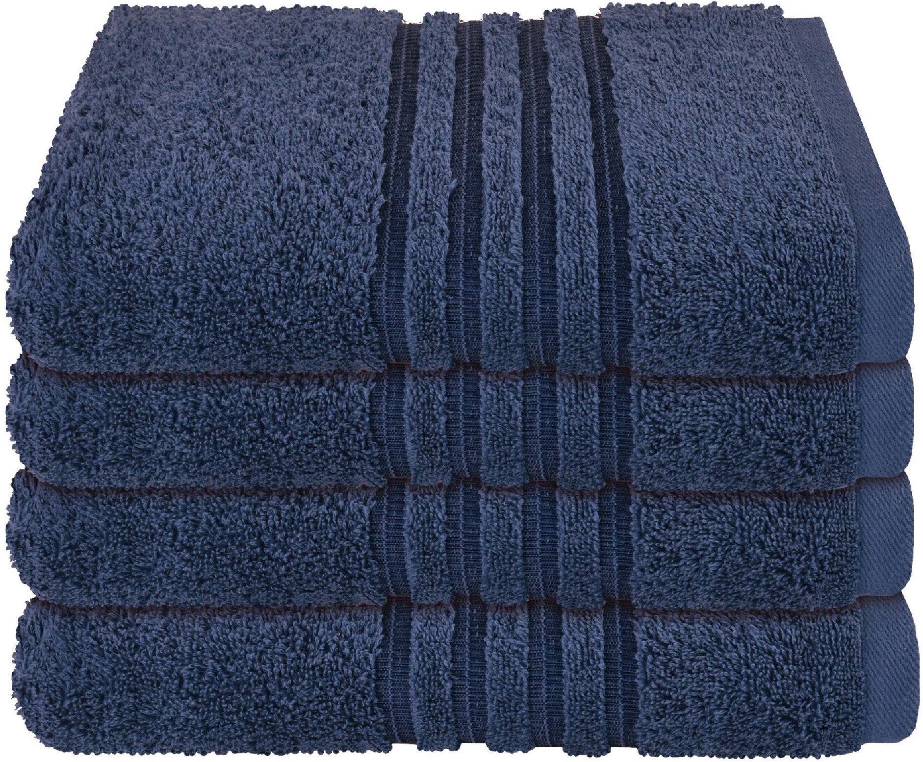Schiesser Handtücher Milano aus 100% Baumwolle mit eleganter Bordüre in Hoch-Tief-Optik, Frottier (Set, 4-St), OEKO-TEX® MADE IN GREEN