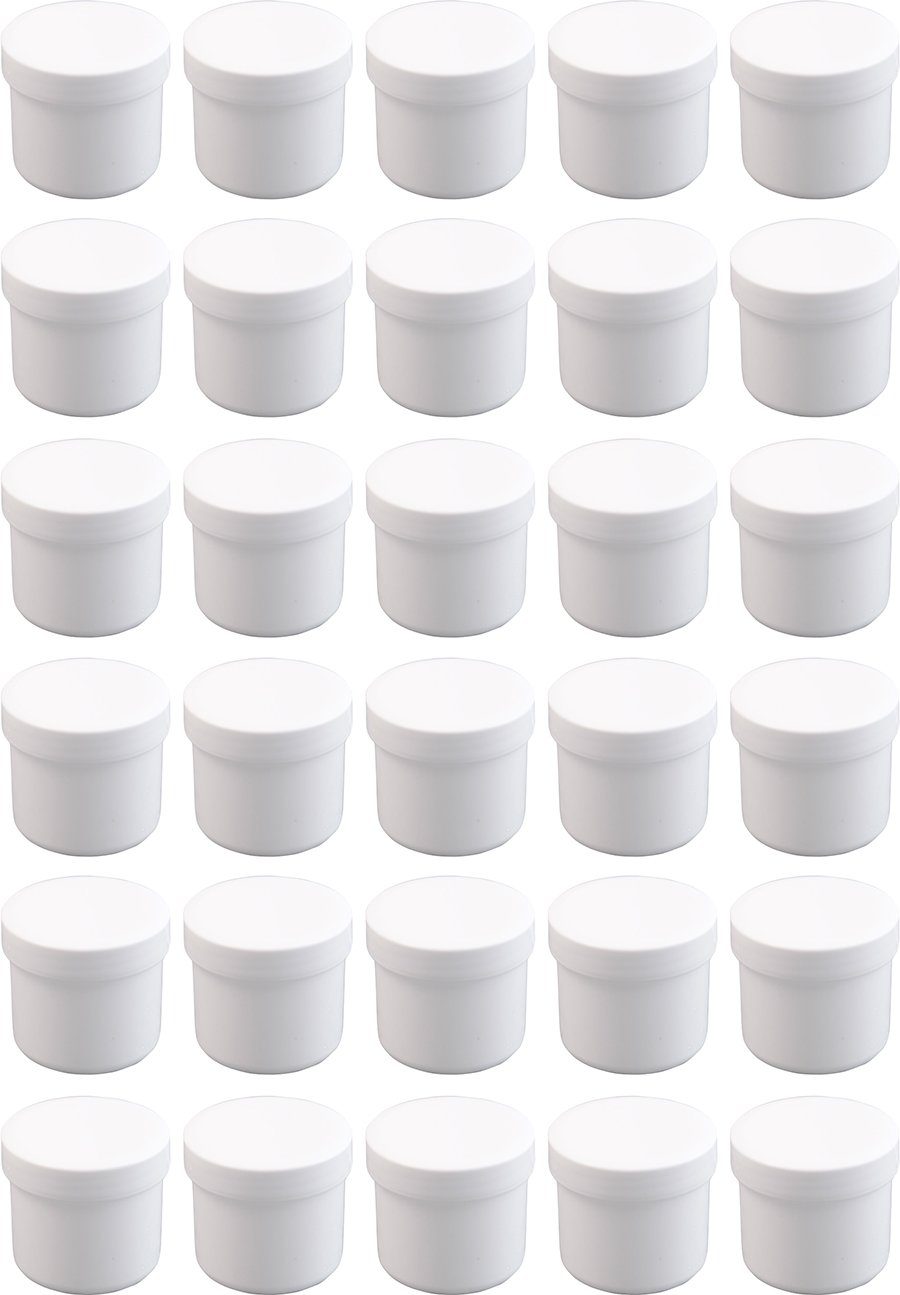 Doserie Kuhn Dose für Salben, Cremes oder Kleinigkeiten (Füllvolumen 25 ml (flach), Höhe 36 mm, 30 St., Salbendosen mit passenden Deckeln), Cremedose, Salbenkruke, Salbentiegel