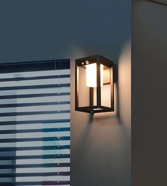 Kiom Außen-Wandleuchte Solar Wandleuchte Reykja schwarz Sensor 600 lm, Bewegungsmelder und Dauerlicht, LED, LED-Leuchtmittel fest verbaut, warmweiß
