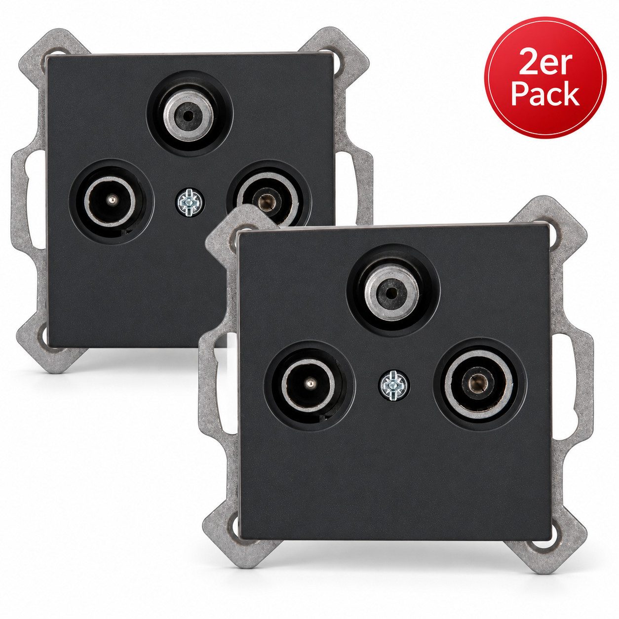 Kopp Antennensteckdose 2X Antennendose Unterputz Antennenanschluss ATHENIS 3-Fach TV RF SAT, Antennendose Antennenanschluss Antennenanschlussdose Antennenabdeckung