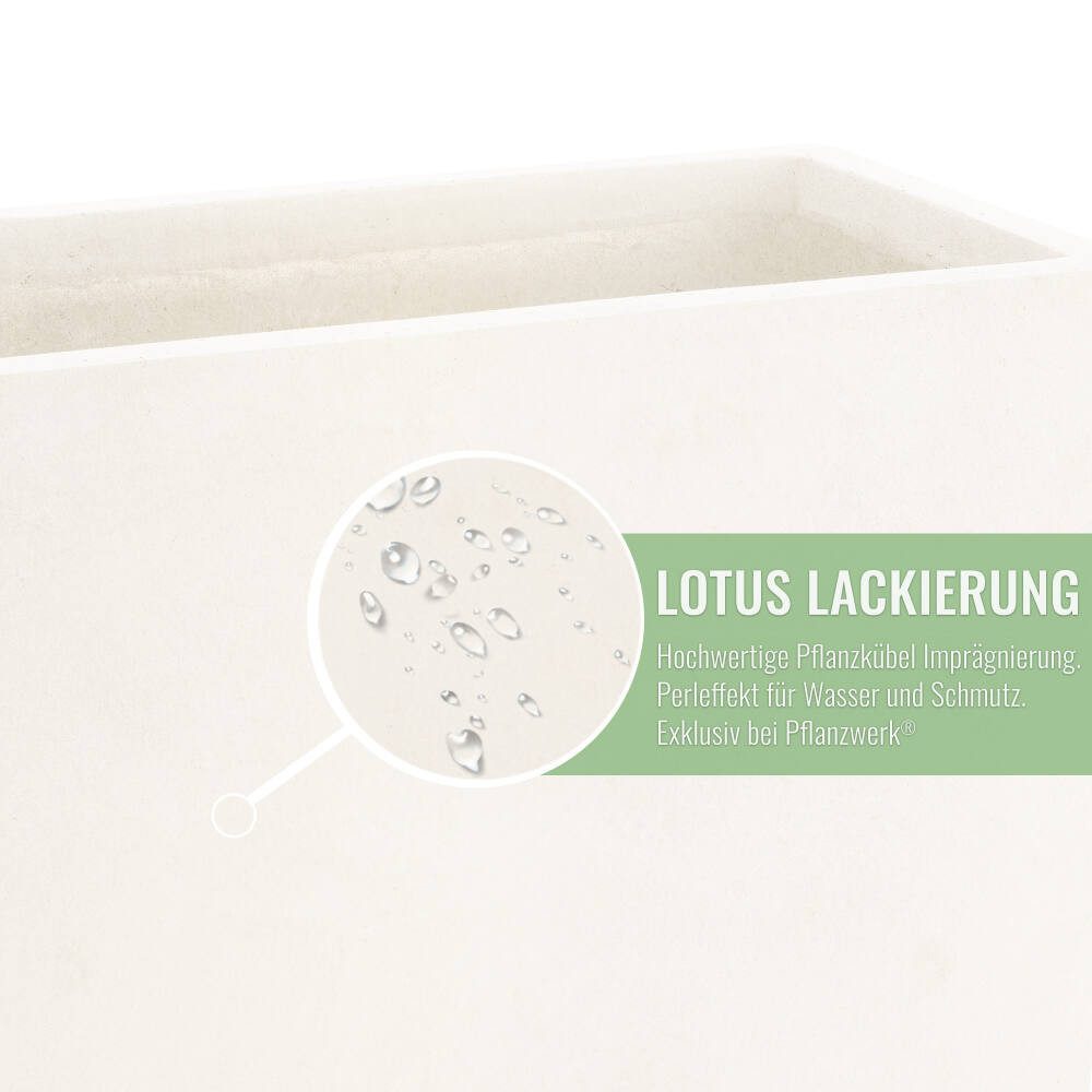 Pflanzwerk® Pflanzkübel TUB Premium Fiberglas Blumenkübel Frostbeständig mit Lotus-Effekt, Fiberglas - Handgefertigt - Rechteckig - Frostbeständig