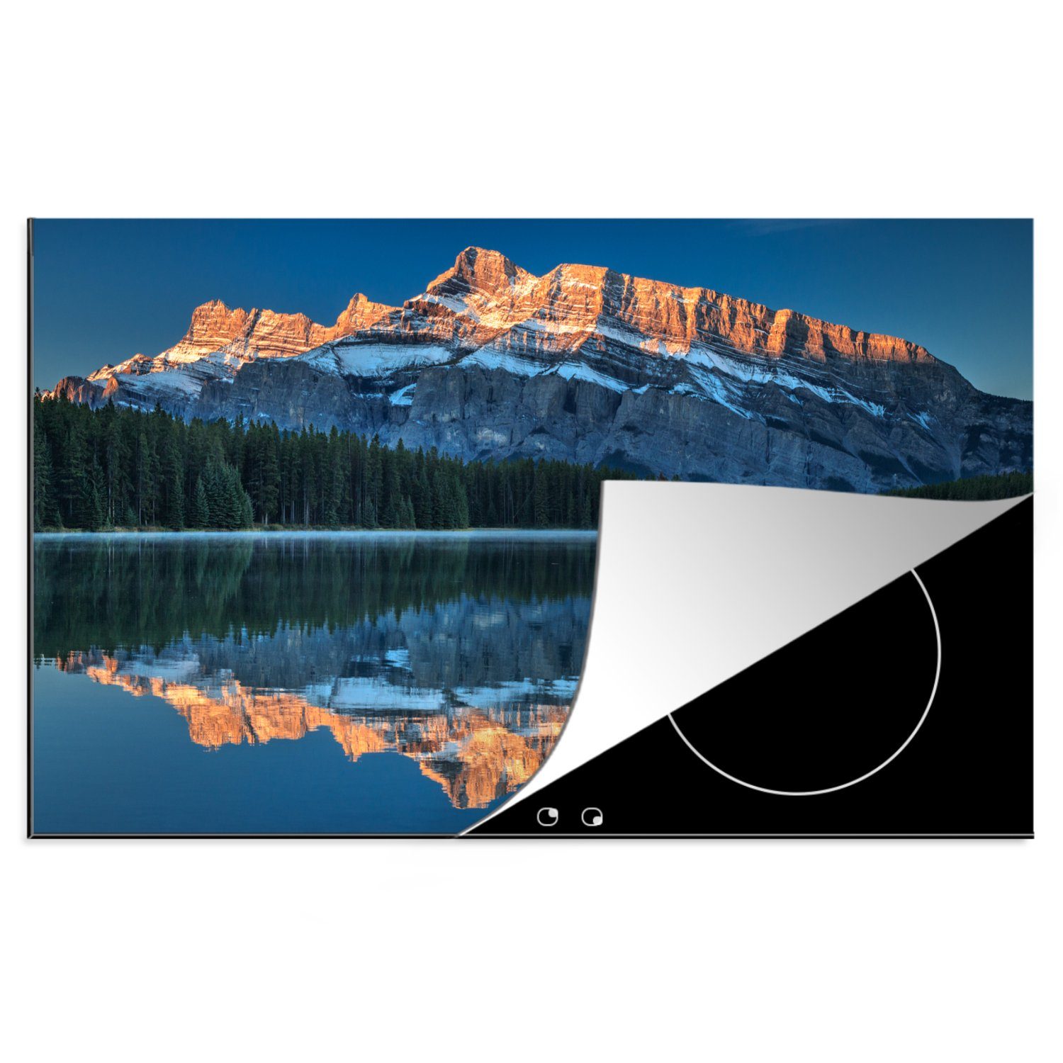 MuchoWow Herdblende-/Abdeckplatte Großer Berg im Banff-Nationalpark in Kanada, Vinyl, (1 tlg), 81x52 cm, Induktionskochfeld Schutz für die küche, Ceranfeldabdeckung