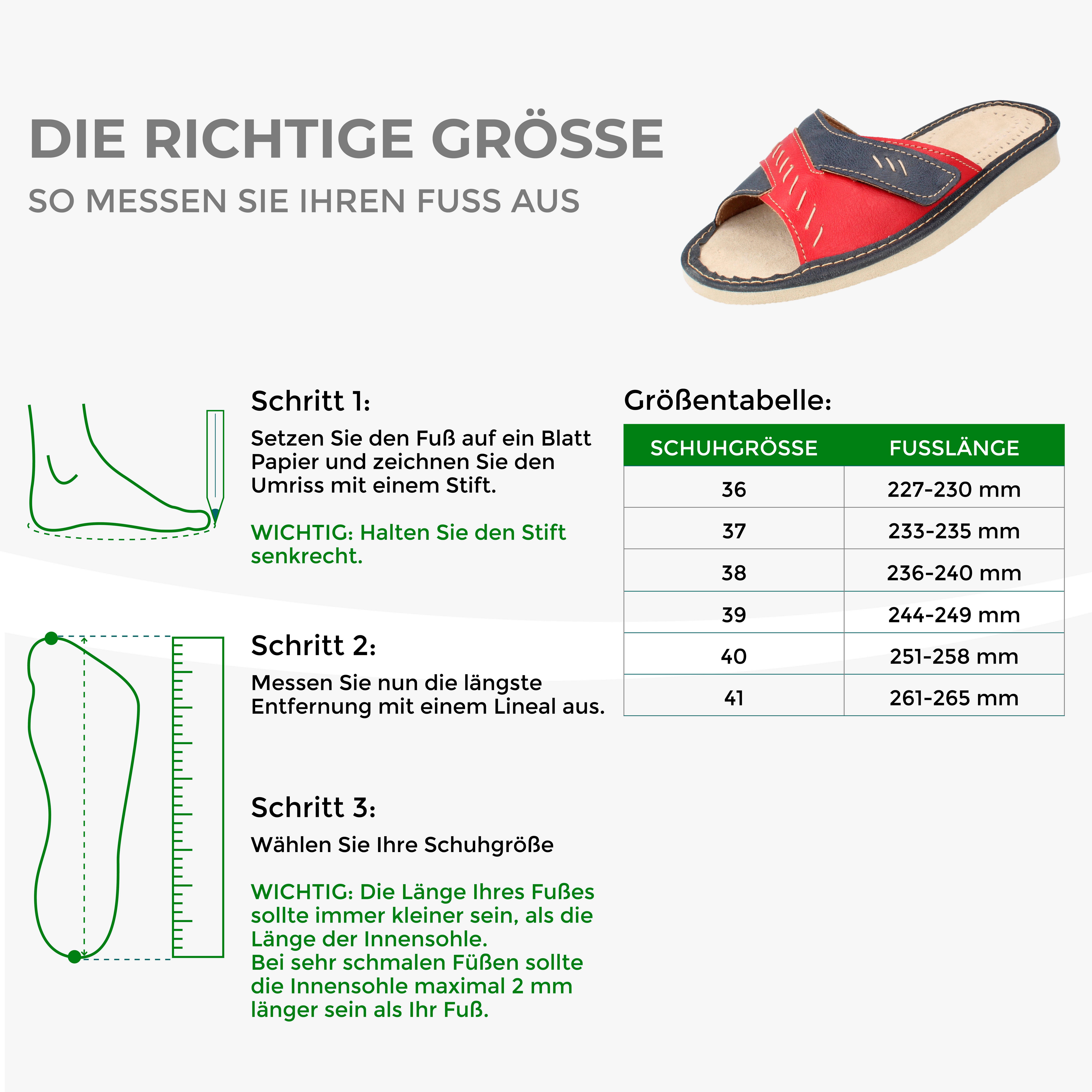 filsko Beja offene Pantoletten Damen Hausschuh dekorativer Klettverschluss