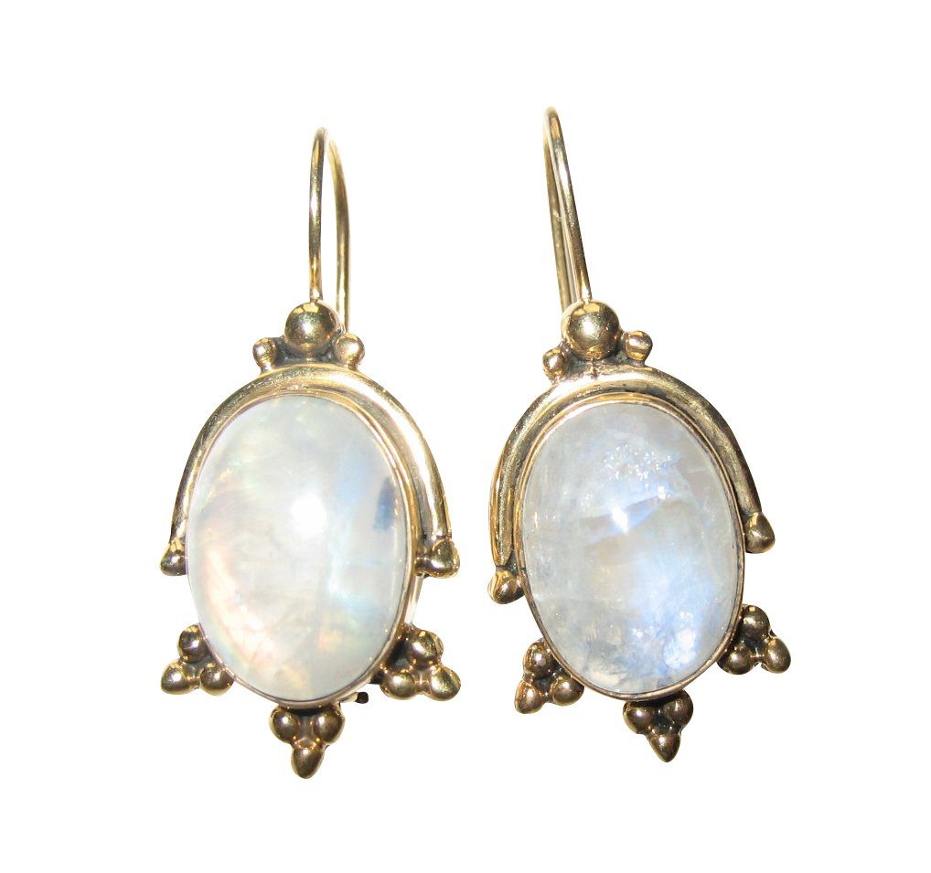 Mugello Paar Ohrhänger Granballo Mondstein stilvoller Antik-Look klassisch zeitlos, Handarbeit aus kleiner florentinischen Manufaktur, Vintageschmuck