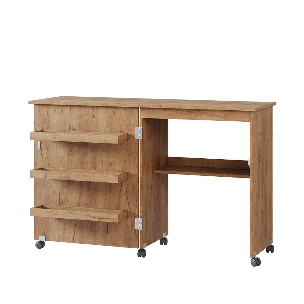 Vicco Schreibtisch Carmen, Eiche, 118 x 77.5 cm mit 3 Regalfächer