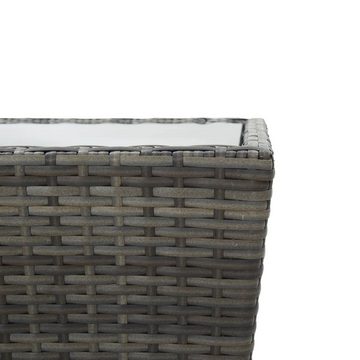 furnicato Gartentisch Beistelltisch Grau 41,5x41,5x43 cm Poly Rattan und Hartglas