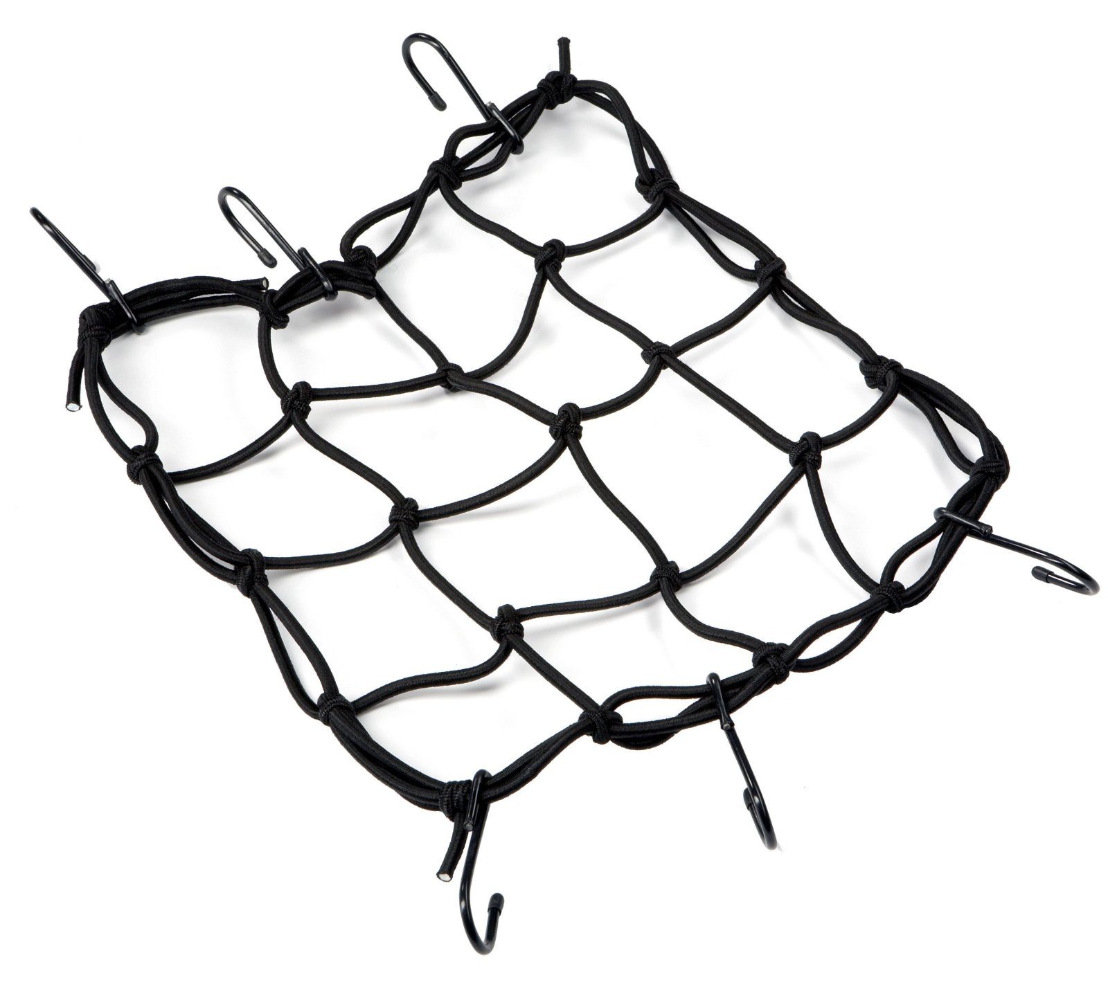 Schutznetz Fahrradnetz 30 x 30 cm textil elastisch Metallhaken Fahrrad Netz