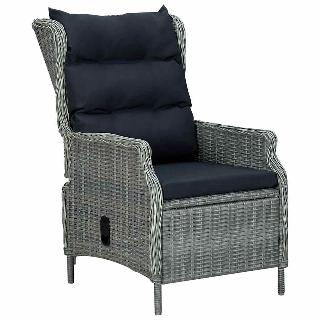 furnicato Gartenstuhl Gartensessel Hellgrau 57x88x100 cm mit Liegefunktion (1 St), Bequeme Sitzgruppe mit Gaslift und waschbaren Polstern für Terrasse