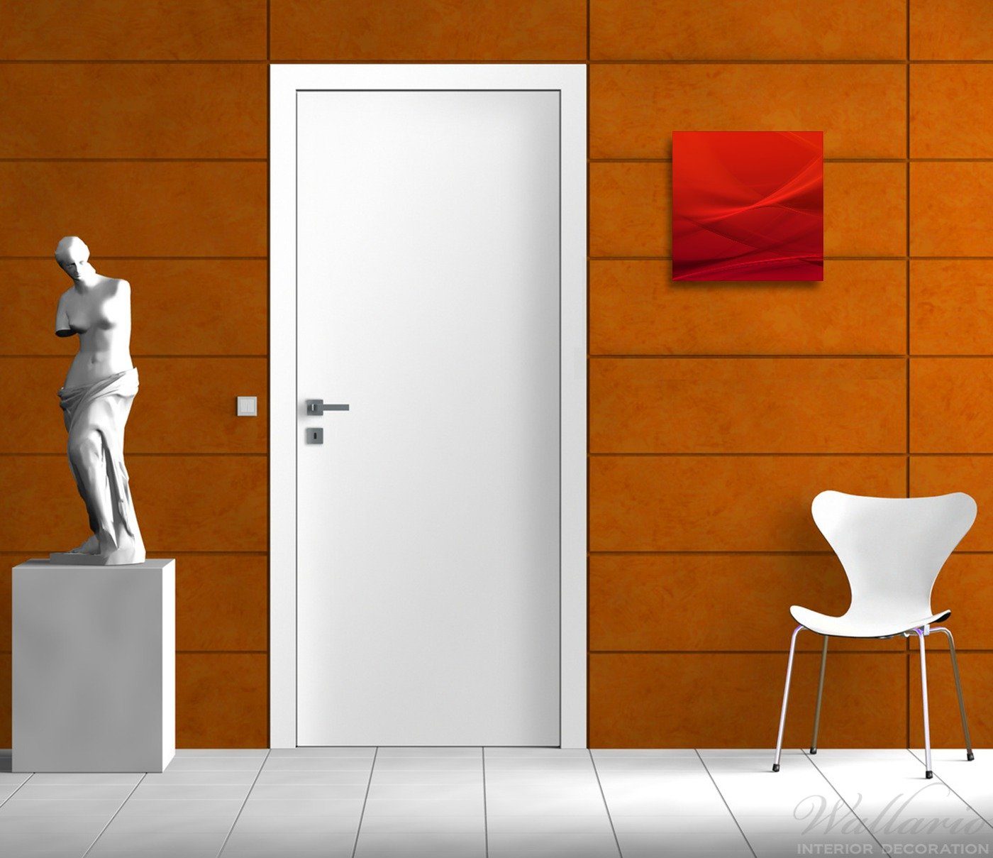 Wallario Glasbild, Abstrakte rotes Muster - günstig online kaufen