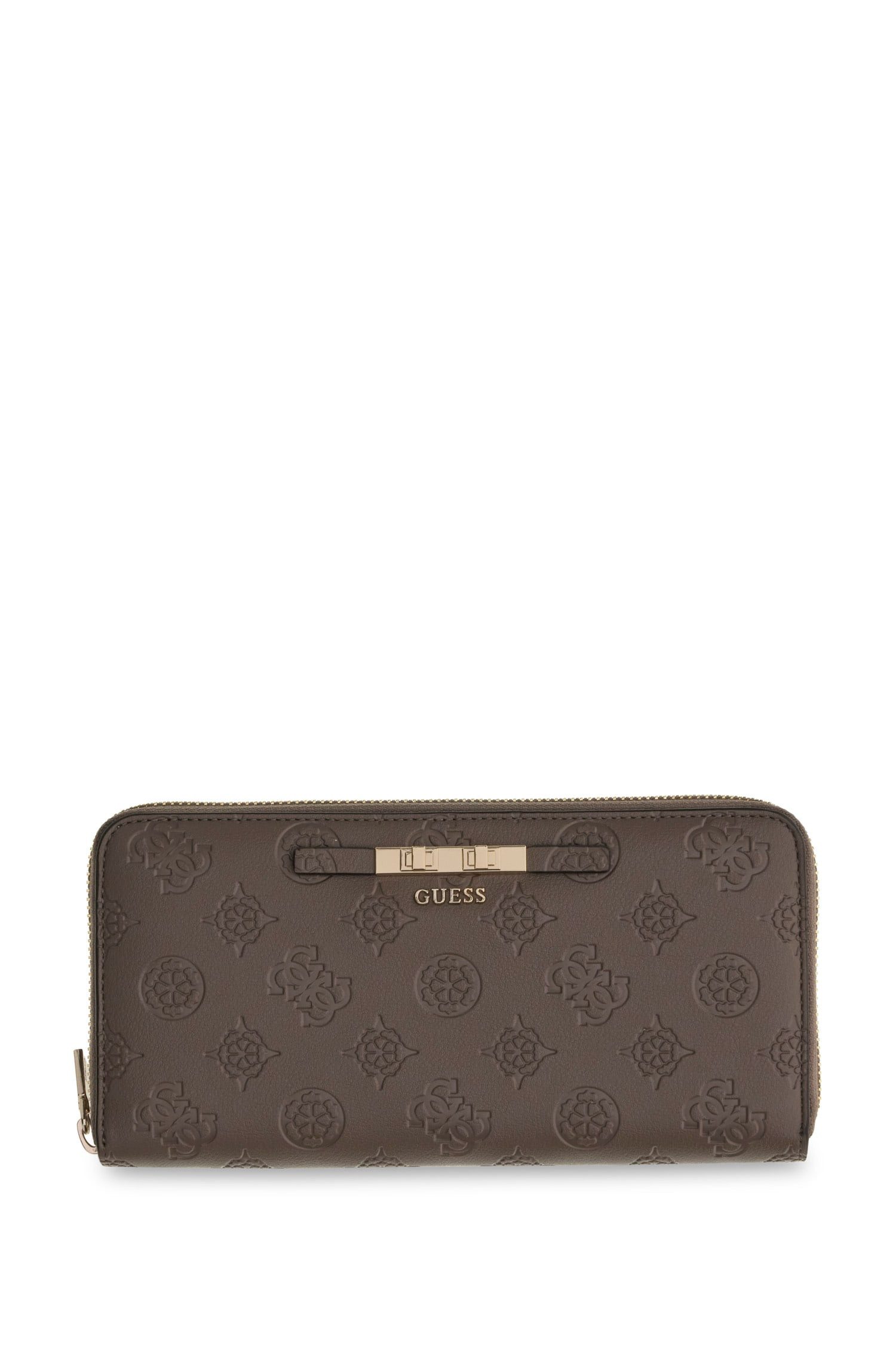 Guess Geldbörse CARMELLA SLG LARGE ZIP AROUND, Damen Geldbeutel, Portemonnaie mit Allover-Muster