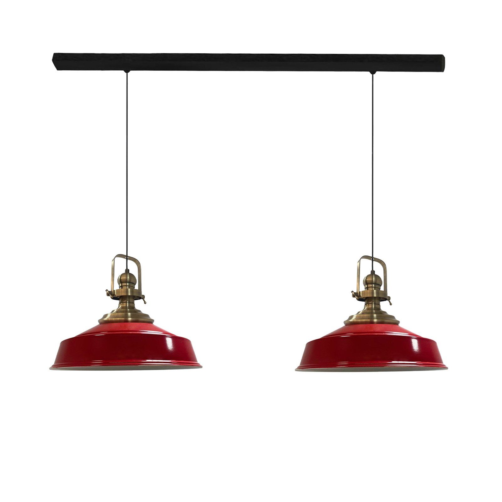Bamyum Pendelleuchte Asletl Hängelampe aus Metall 2 Flammige, E27, Vintage Lampe, ohne Leuchtmittel Rot