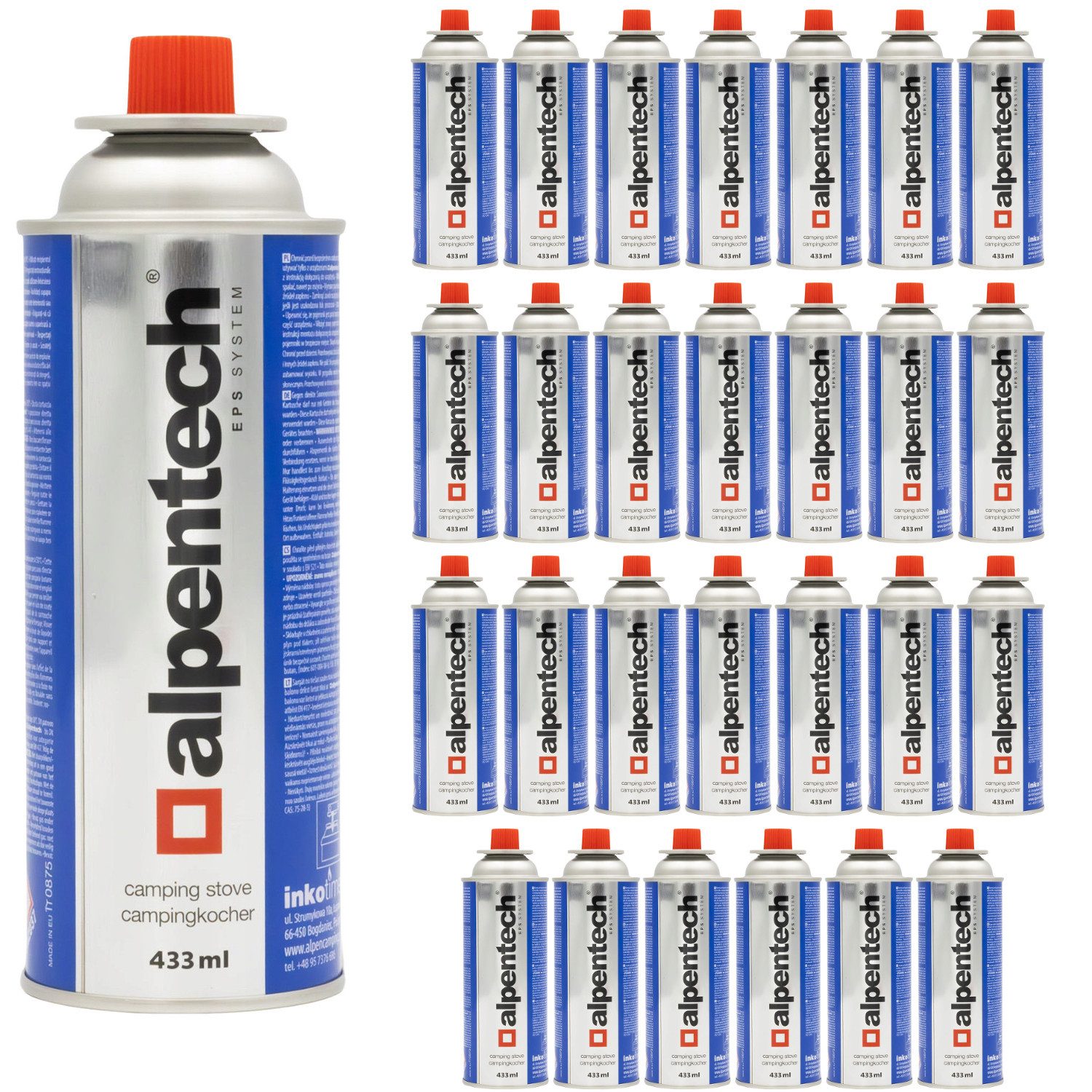 Alpentech Gaskartusche Gaskartusche 433ml Gas für Kocher, 28 St., Isobutan