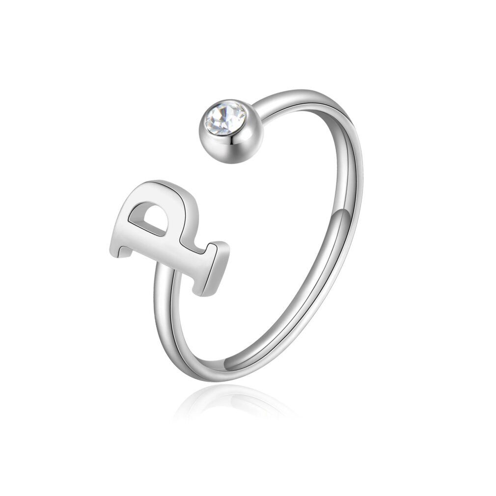 s'agapo Fingerring Stylish steel ring P with crystal Click SCK187