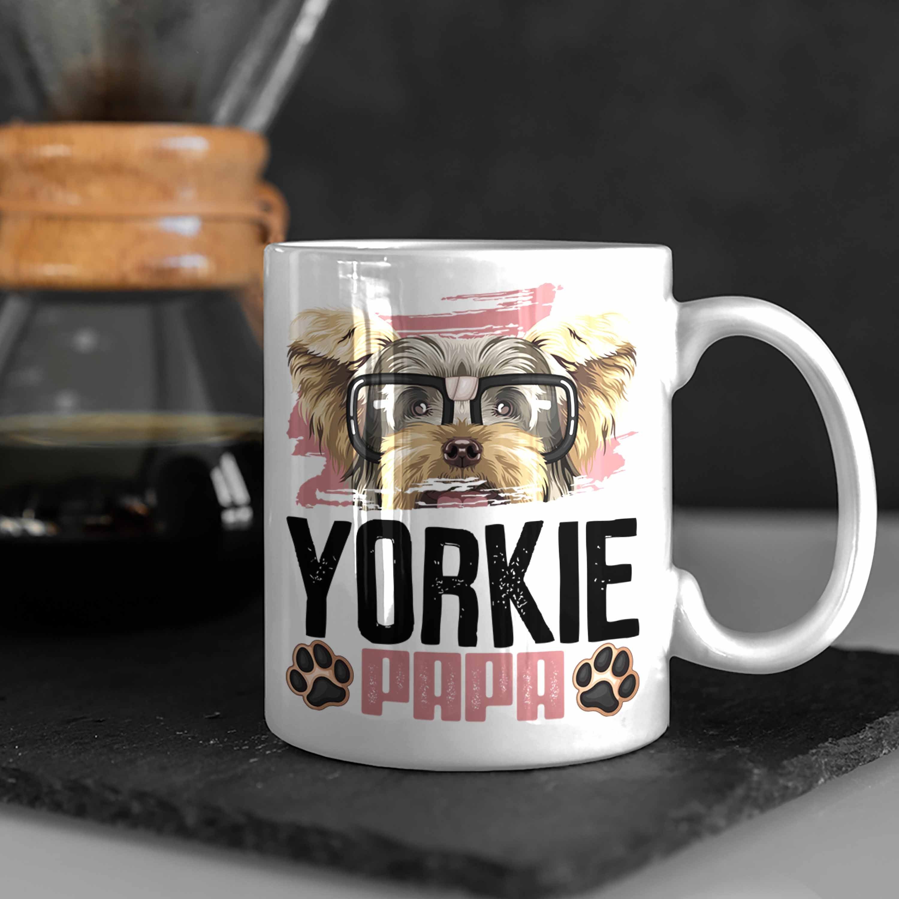 Yorkie Tasse Besitzer Papa Lustiger Yorki Geschenk Spruch Tasse Trendation Geschenkidee Weiss