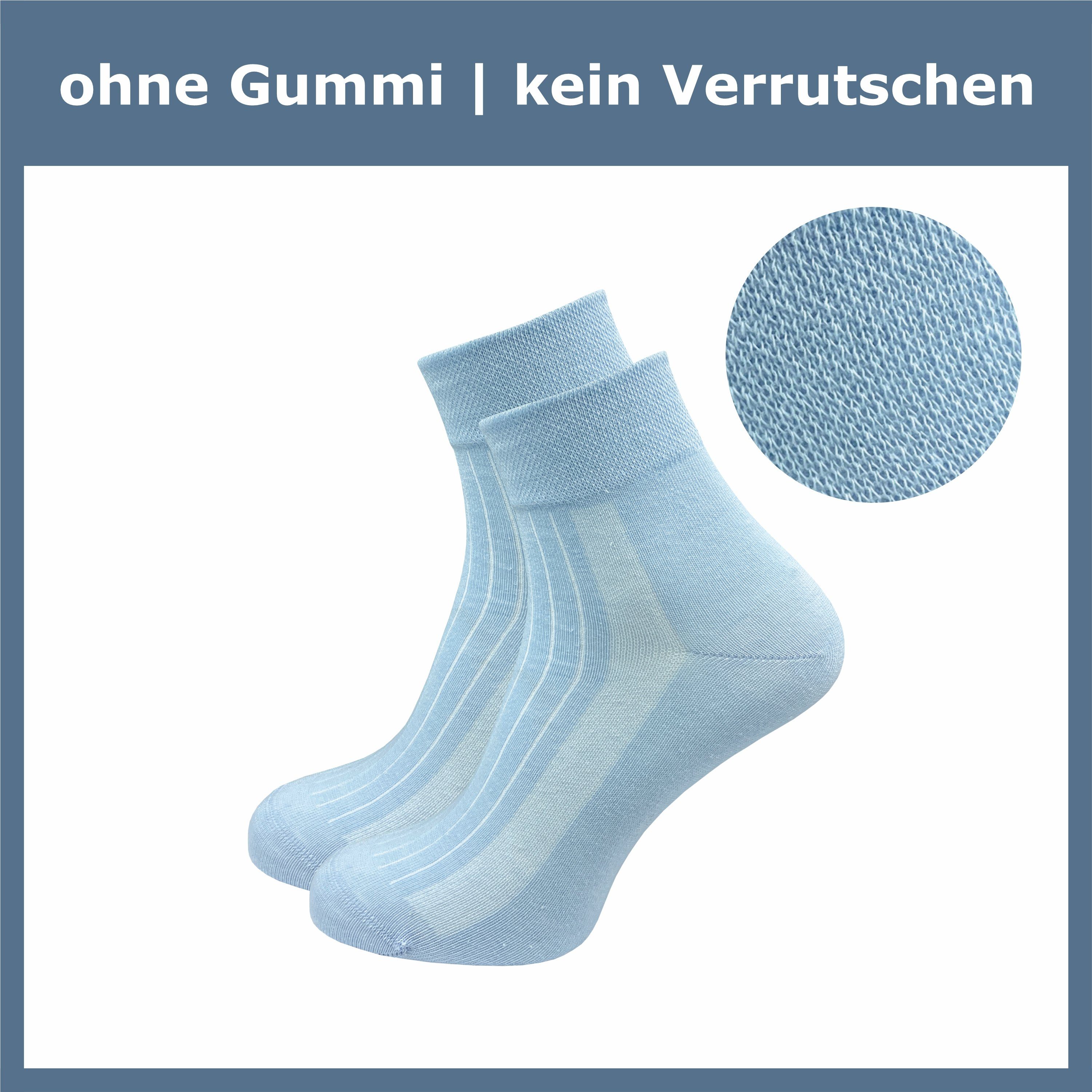 GAWILO Diabetikersocken für Damen ohne Gummibund & ohne Naht - kurze Socke (6 Paar) Breiter Piquet-Strick am Komfortbund, Venensocke aus weicher Baumwolle