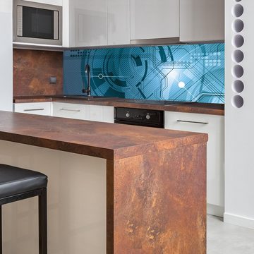 wandmotiv24 Küchenrückwand Abstrakt Technik 1, (1-tlg), Premium Hartschaum Nischenrückwand in versch. Größen