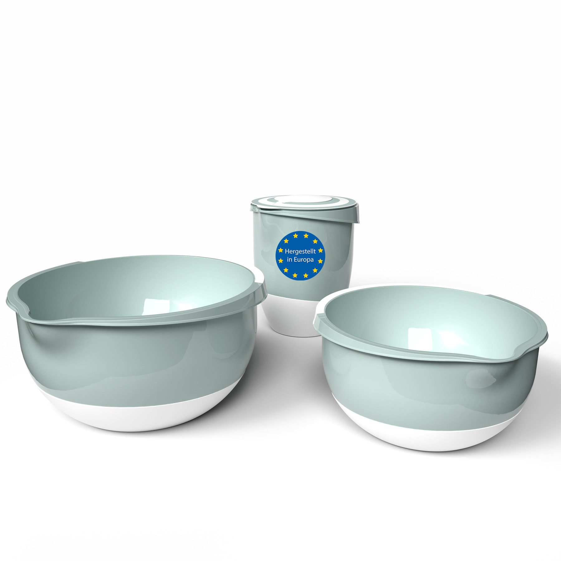 BigDean Rührschüssel 3er Set 3,5 L & 2 L Rührschüssel & Quirltopf mit Spritzschutz, Kunststoff, (Set, 3-tlg), Spülmaschienenfest