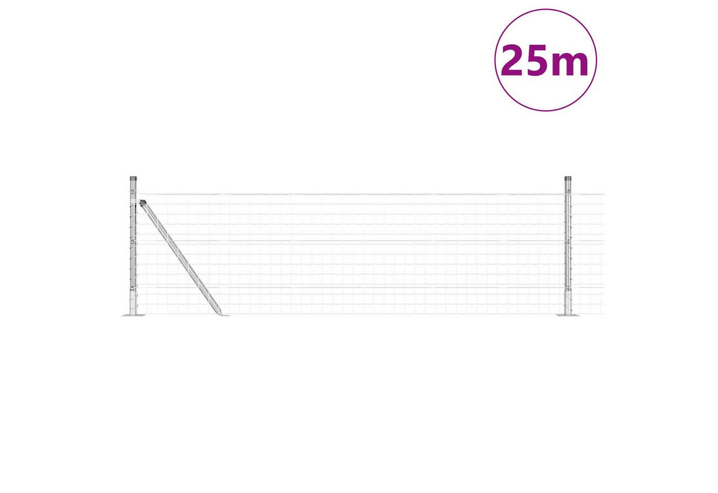 Thumbnail - vidaXL Gartenzaun Euro Zaun mit 13 Schlitzpfosten 0.4x50 m aus verzinktem Stahl, (3-St)