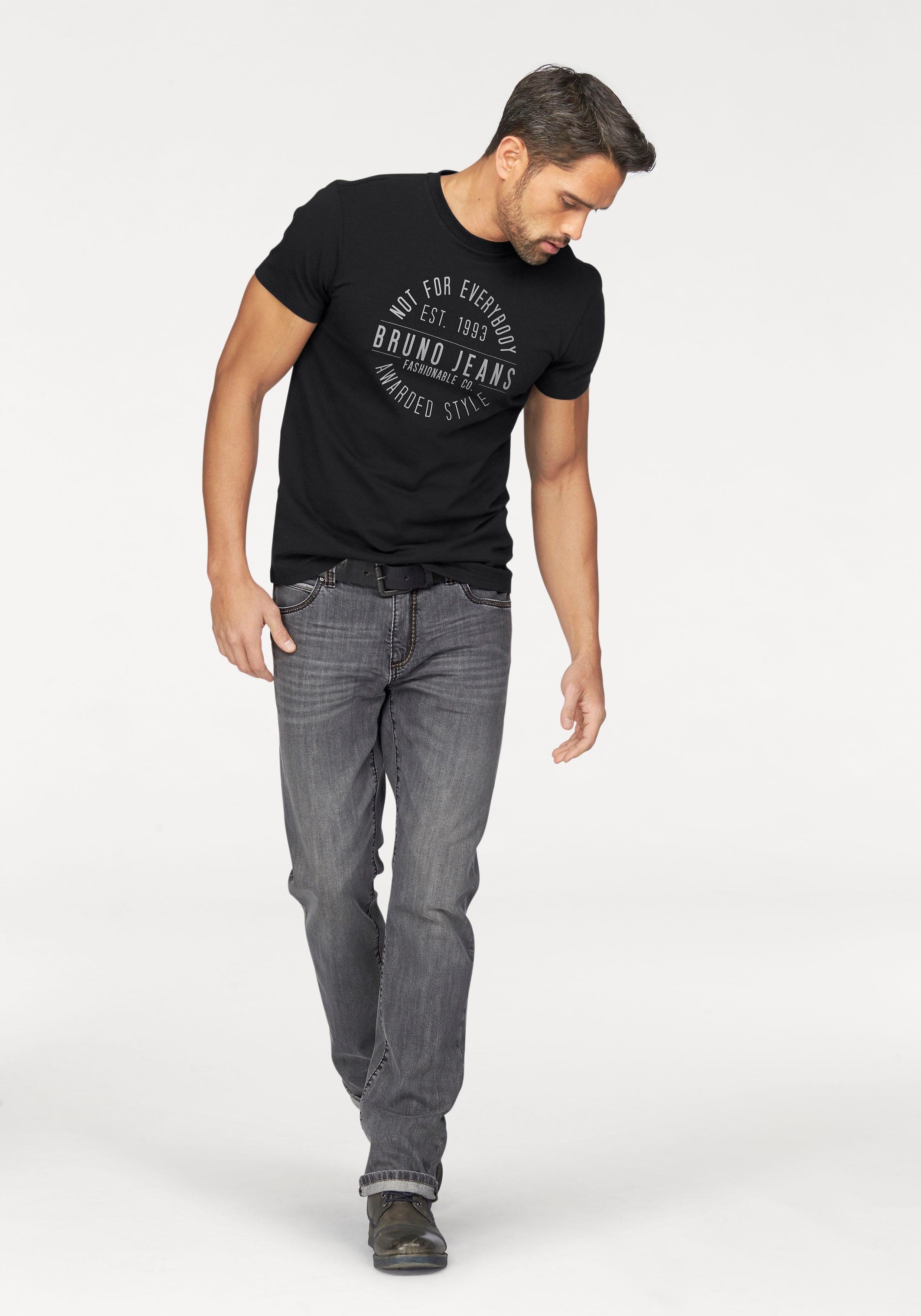 Bruno Banani T-Shirt Kurzarm, schmal geschnitten, bedruckt, aus Baumwollmischung