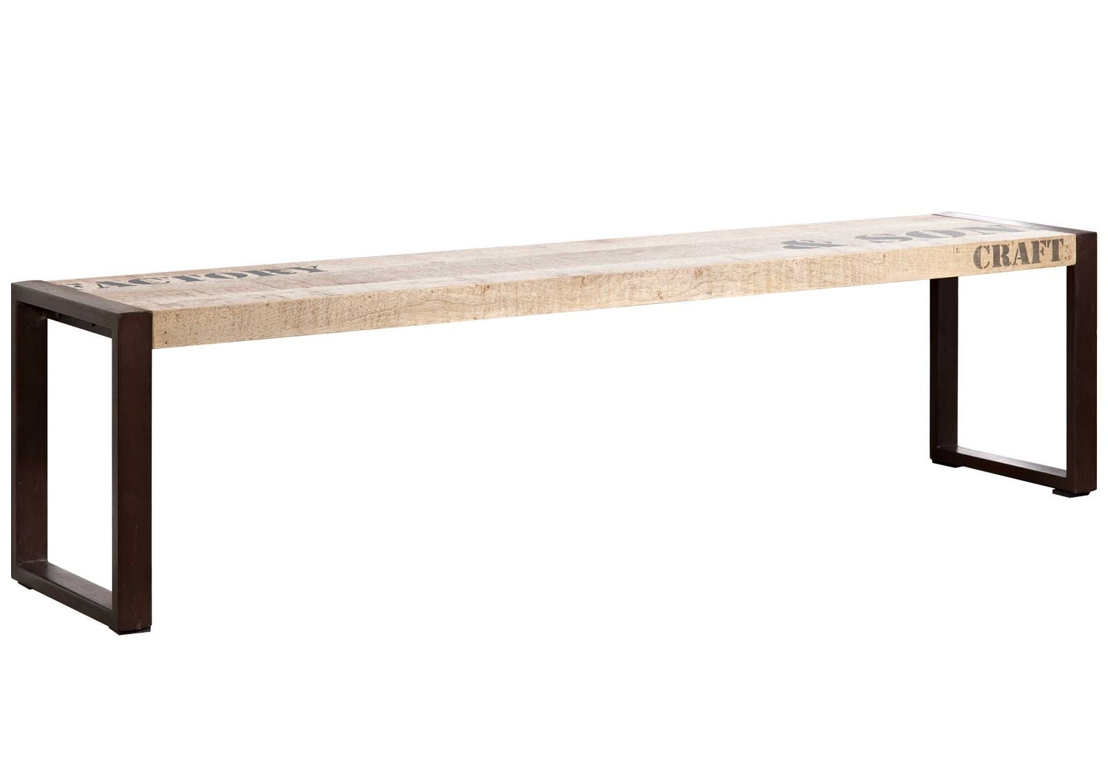 Massivmoebel24 Bank (Bank Mango 140x40x45 natur bedruckt FACTORY #120)