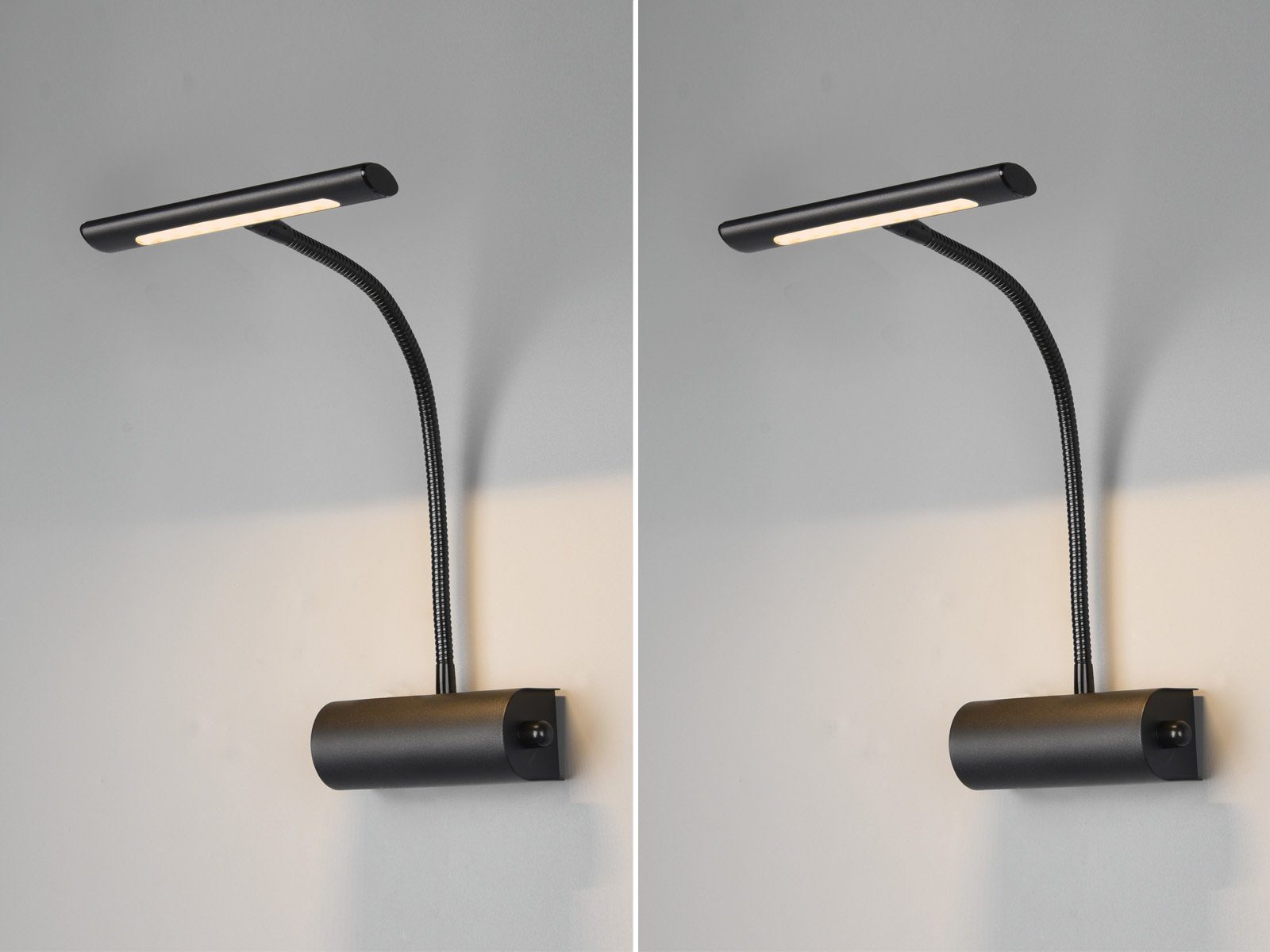 TRIO Leuchten LED Bilderleuchte, Dimmer, LED fest integriert, Warmweiß, Wand-Leuchte innen, Leselampe Bett, Nachttischlampe, Schwarz H: 35cm