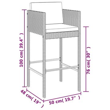 vidaXL Gartenlounge-Set 7-tlg. Gartenbar-Set mit Kissen Schwarz Poly Rattan, (7-tlg)