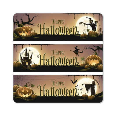 MuchoWow Gaming Mauspad Eine dreiteilige Illustration von Halloween (1-St), Gaming, Rutschfester Unterseite, Mausunterlage, 50x50 cm, XXL, Großes