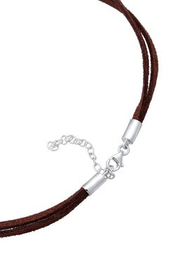 Elli Choker Halsband Braun Choker mit Kreis 925 Silber