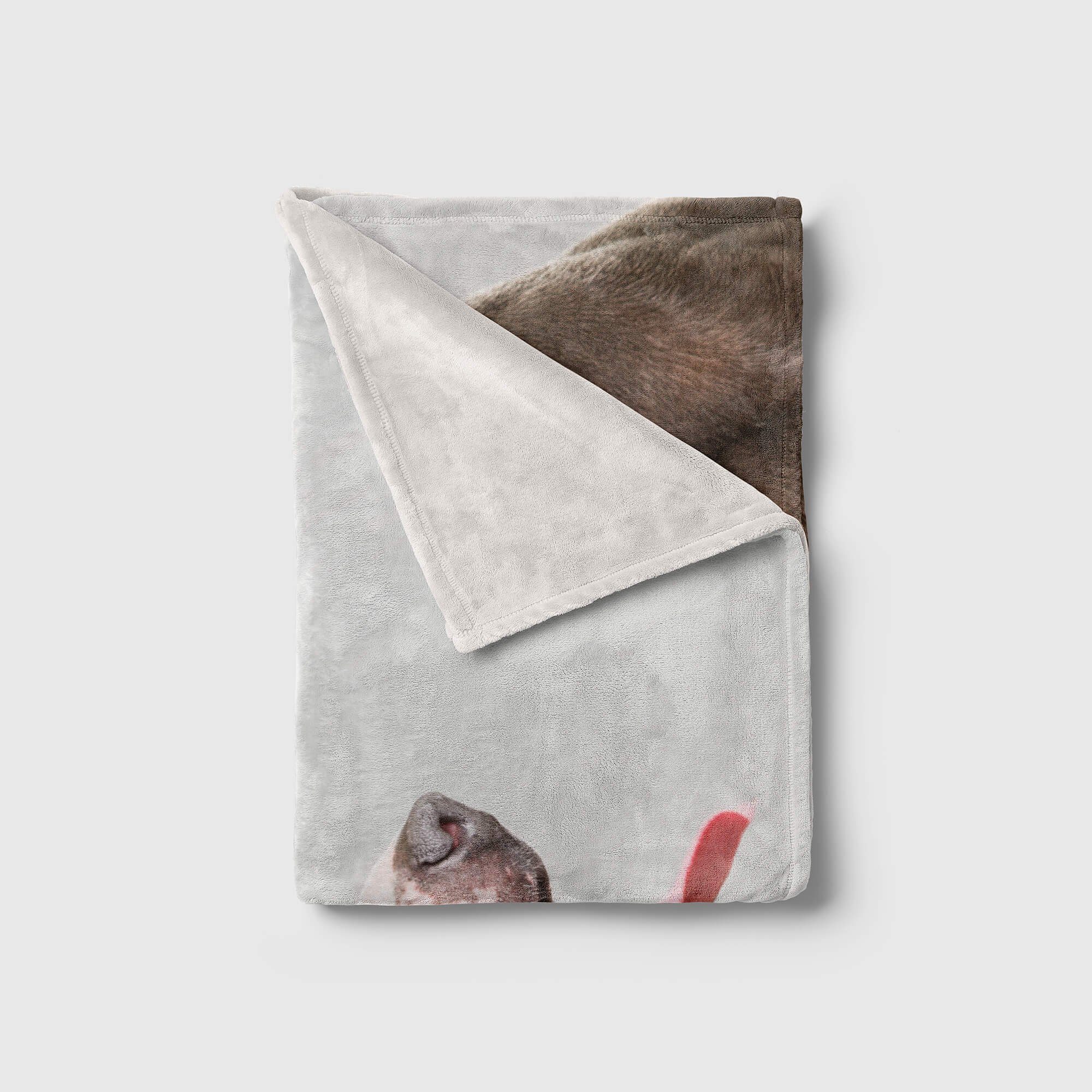 Hund, Art Baumwolle-Polyester-Mix Strandhandtuch Handtuch Handtücher Kuscheldecke Sinus Tiermotiv (1-St), mit Handtuch Saunatuch