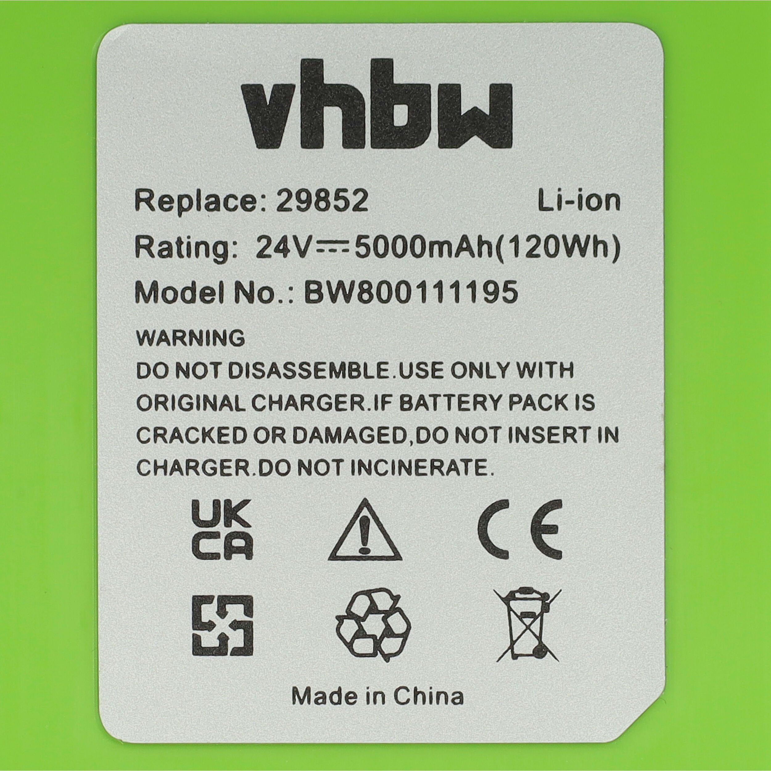 (24 vhbw Akku G24 Sweeper Greenworks mAh V) mit kompatibel 5000 Li-Ion