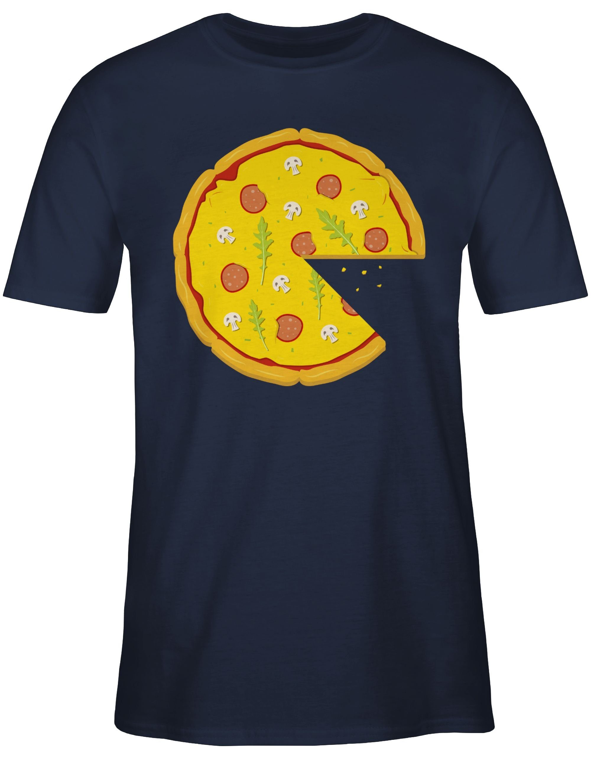 Pärchen 3 Shirtracer Partner-Look Blau T-Shirt Pizza Partner Navy Herren 1 Teil