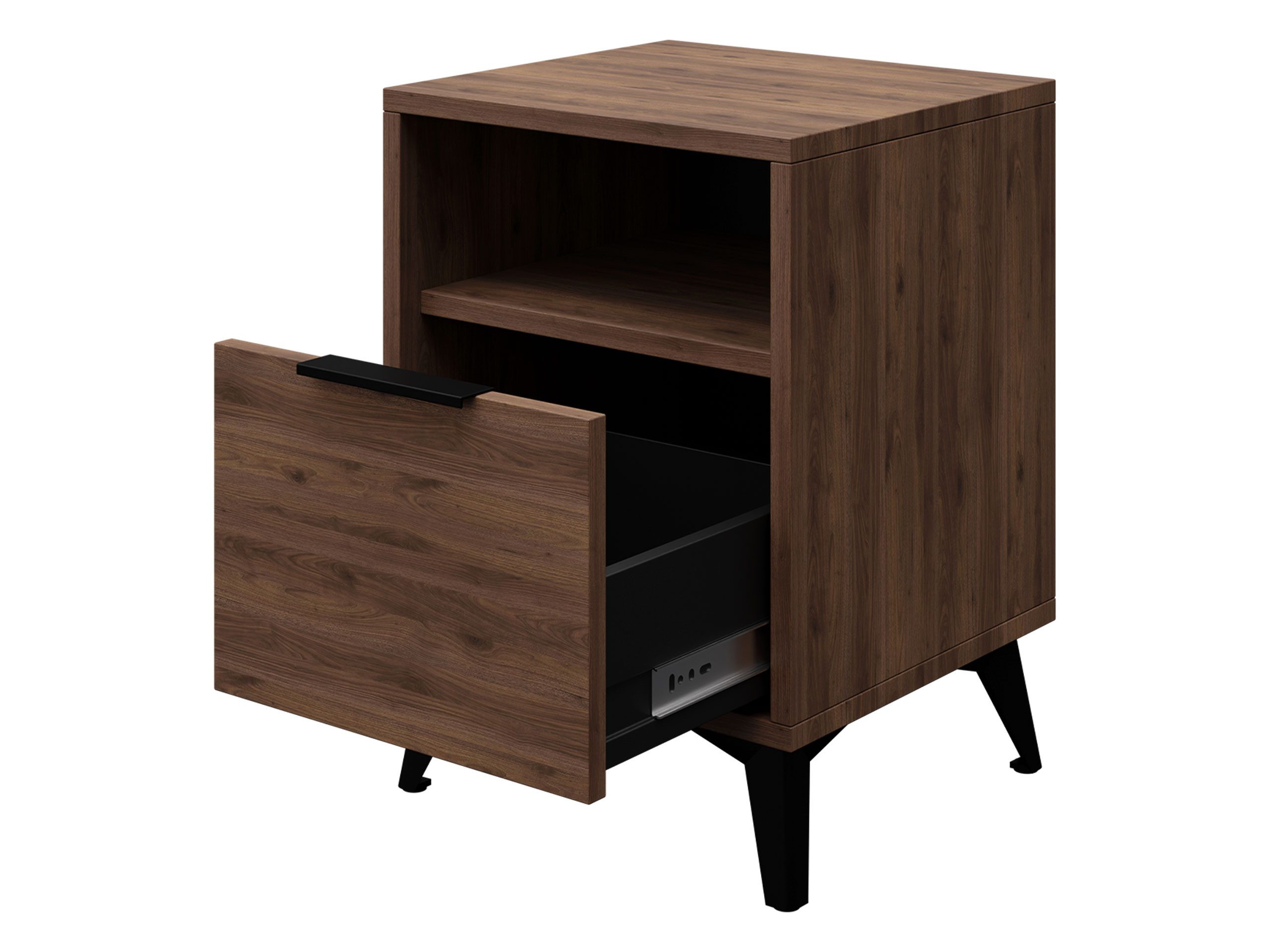 MIRJAN24 Nachttisch Xylix Bis 1SZ (mit Schublade), Griff und Füße aus Metall in der Farbe Schwarz