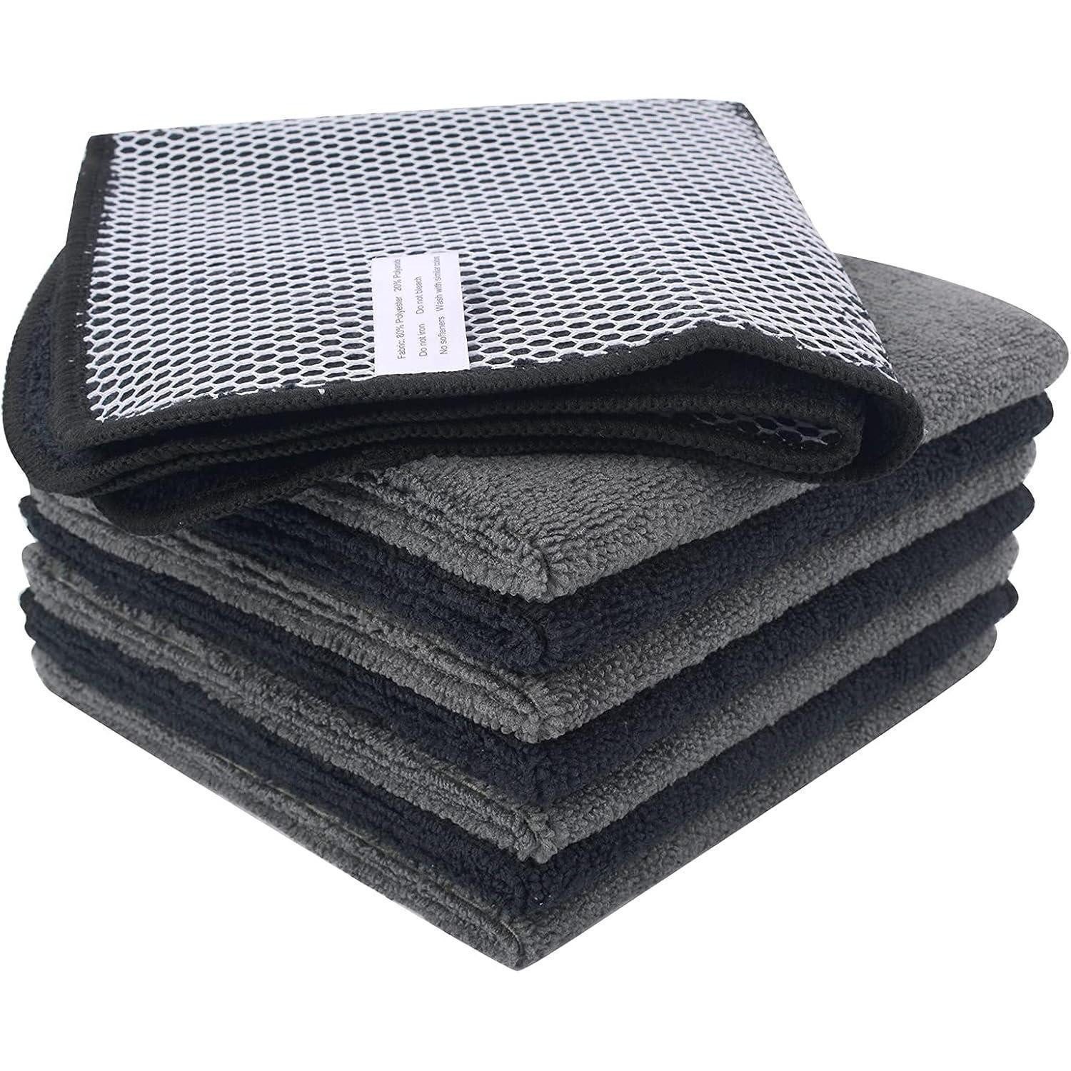 LuxusKollektion Spültücher Mikrofaser Poly-Mesh 8er-Pack 30x30cm Grau/Schwarz Mikrofasertuch
