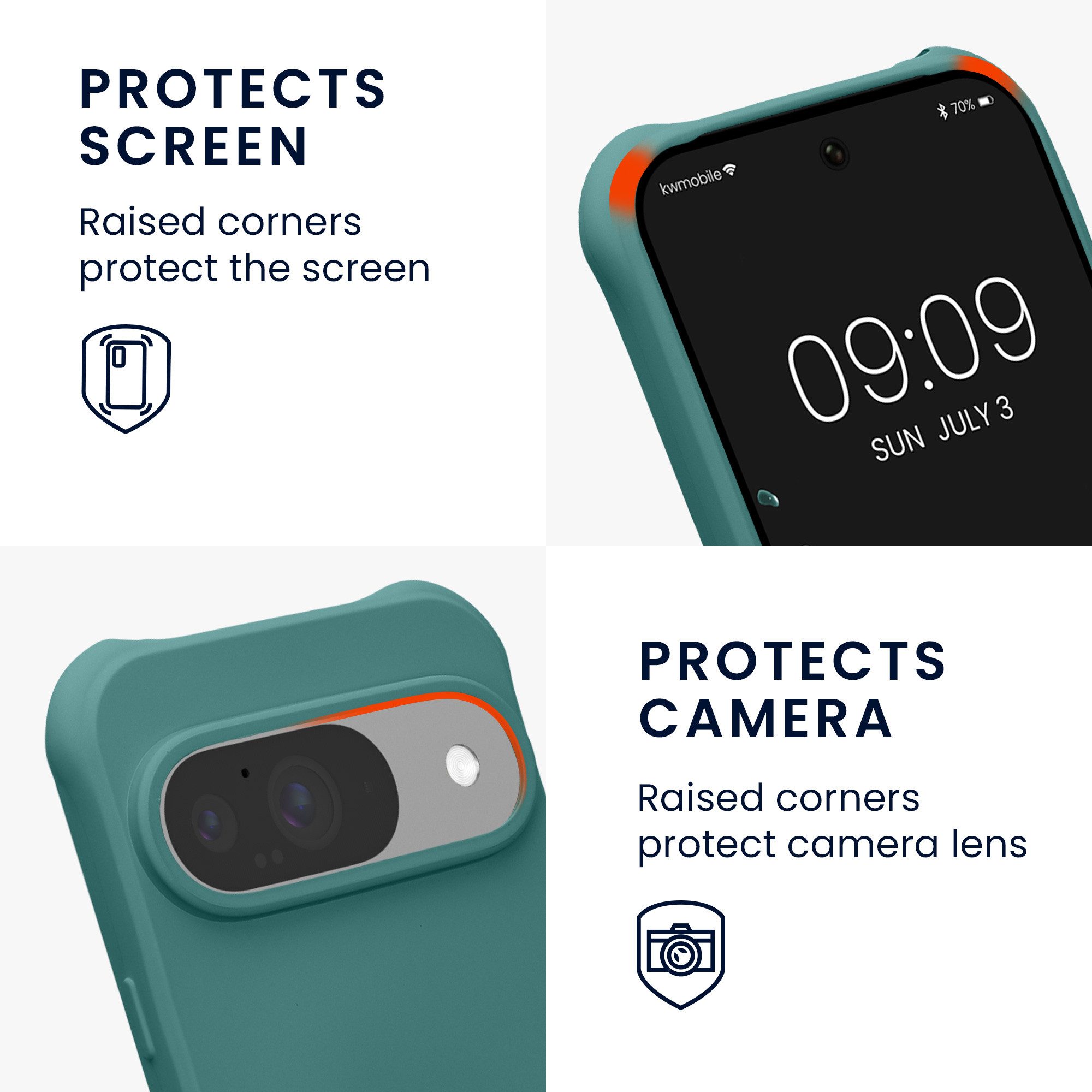 kwmobile Handyhülle Hülle für Google Pixel 10 / Pixel 10 Pro, mit Metall Kette zum Umhängen - Silikon Handy Cover Case Schutzhülle