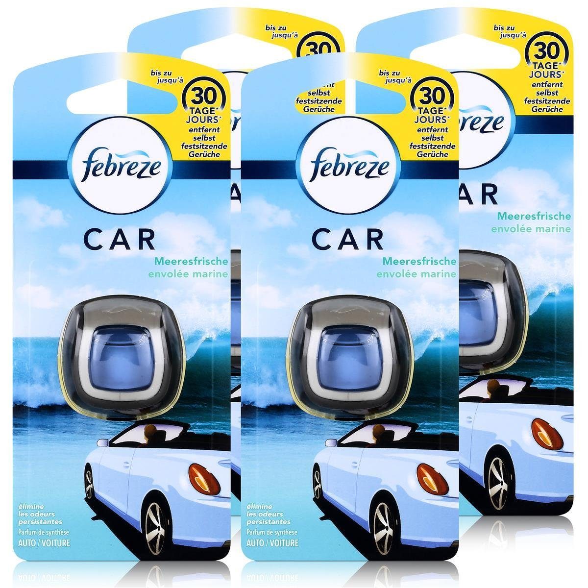 Febreze Raumduft Febreze Car Meeresfrische, 2 ml - Lufterfrischer für das  Auto (4er Pac