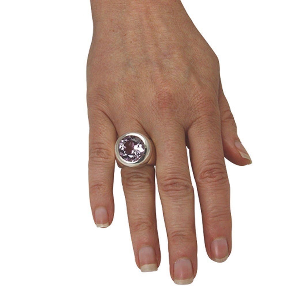 (Sterling DESIGNSCHMUCK "Round" Ring Goldschmiedearbeit aus 16 Amethyst 925), Silberring Silber Deutschland mm SKIELKA hochwertige