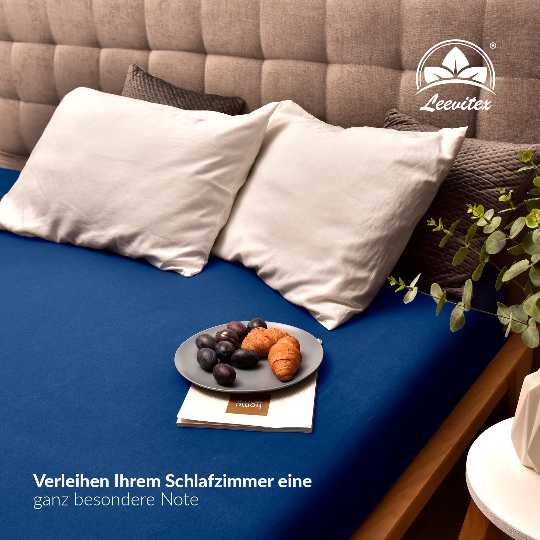 leevitex® Spannbettlaken 180x200 - 200x220 cm, 40 cm Steghöhe, Stoffdicke 150 g/m², Jersey, Gummizug: rundum, (1 Stück), OEKO-TEX® Standard 100 Zertifikatsnumme – Bild 5 von 5