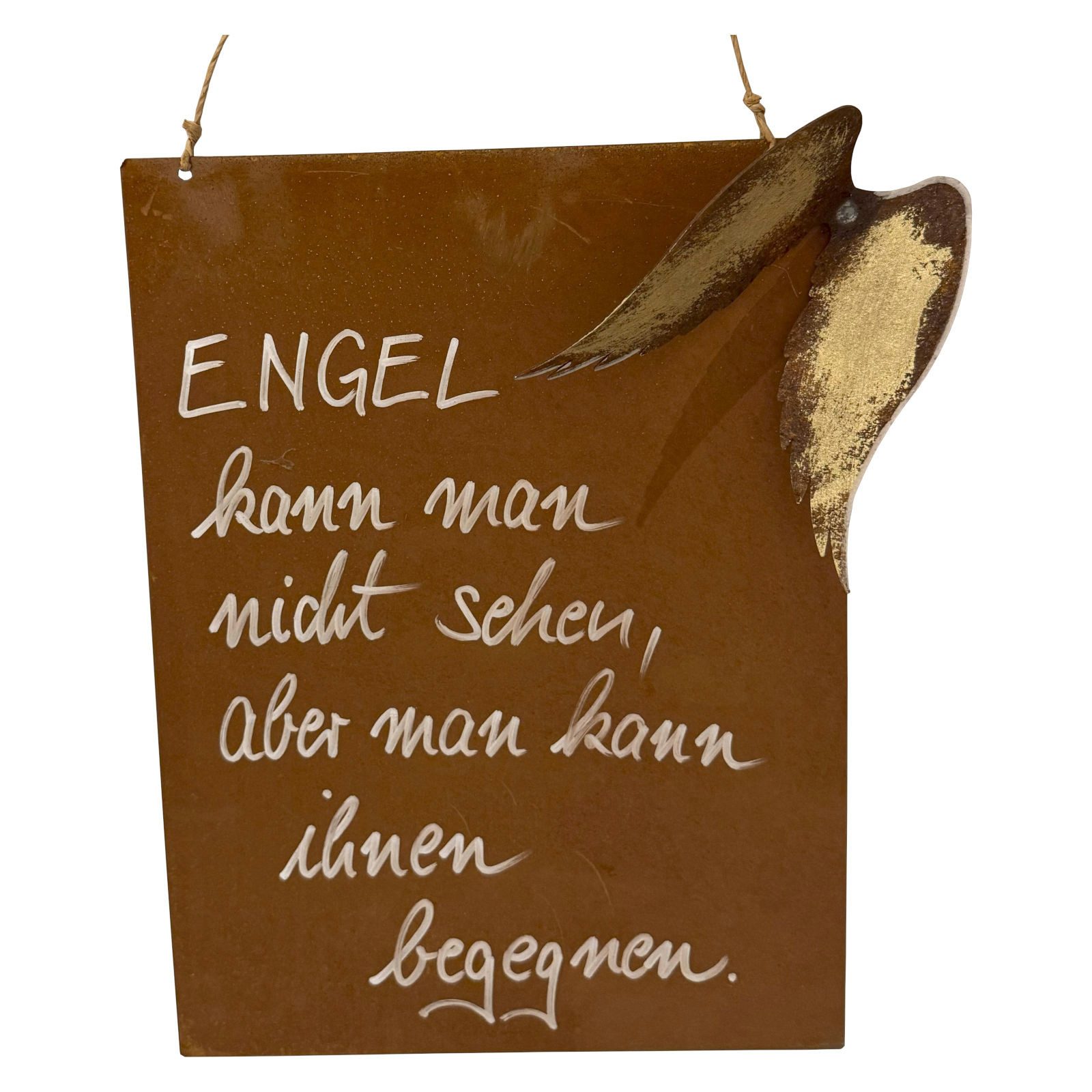 ZGM Dekoobjekt Rost Deko Spruchtafel mit Engelsflügeln, Deutsche Handwerkskunst