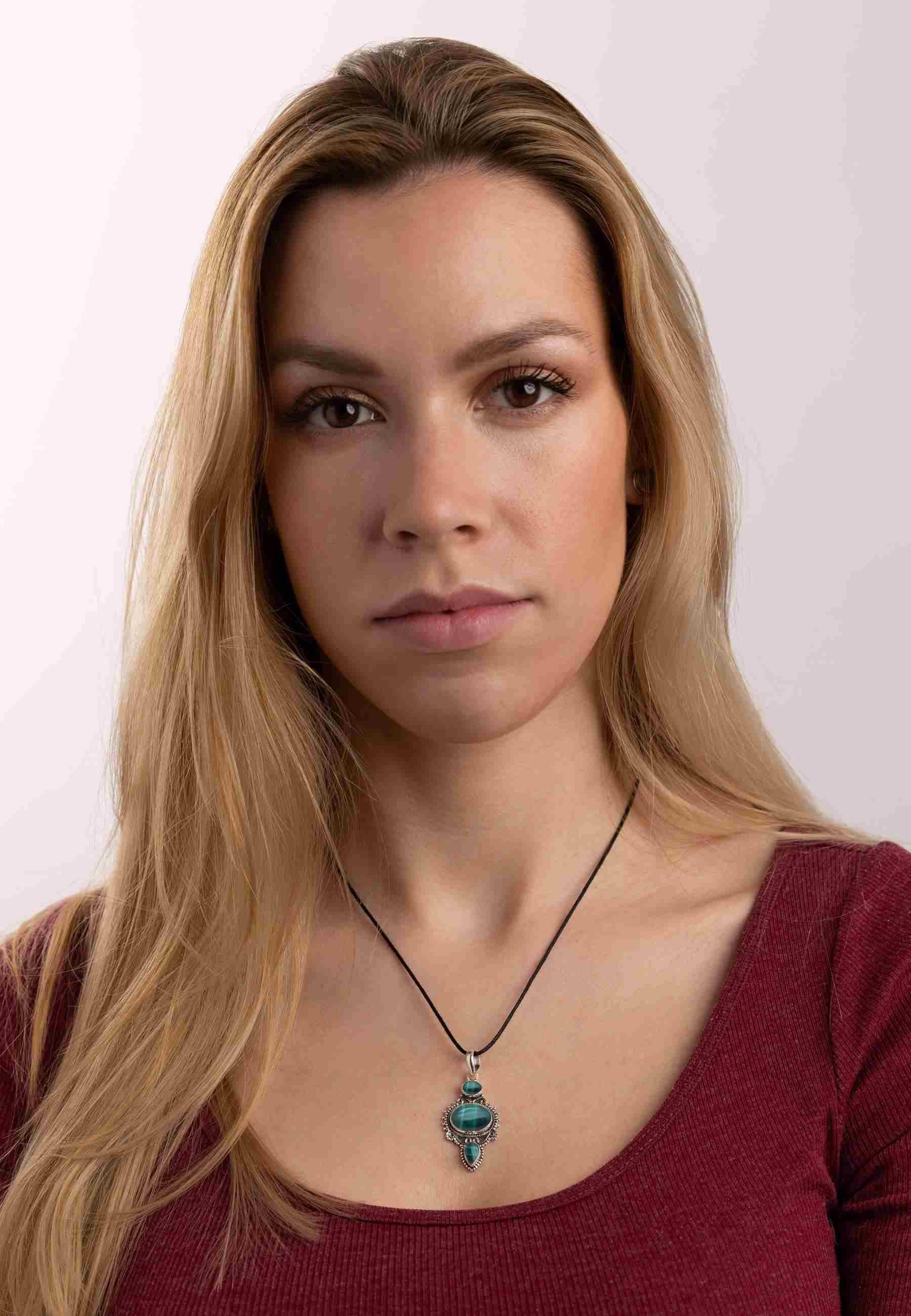 mantraroma Kettenanhänger BURUNG aus 925 Silber mit Malachit (Kettenanhänge günstig online kaufen