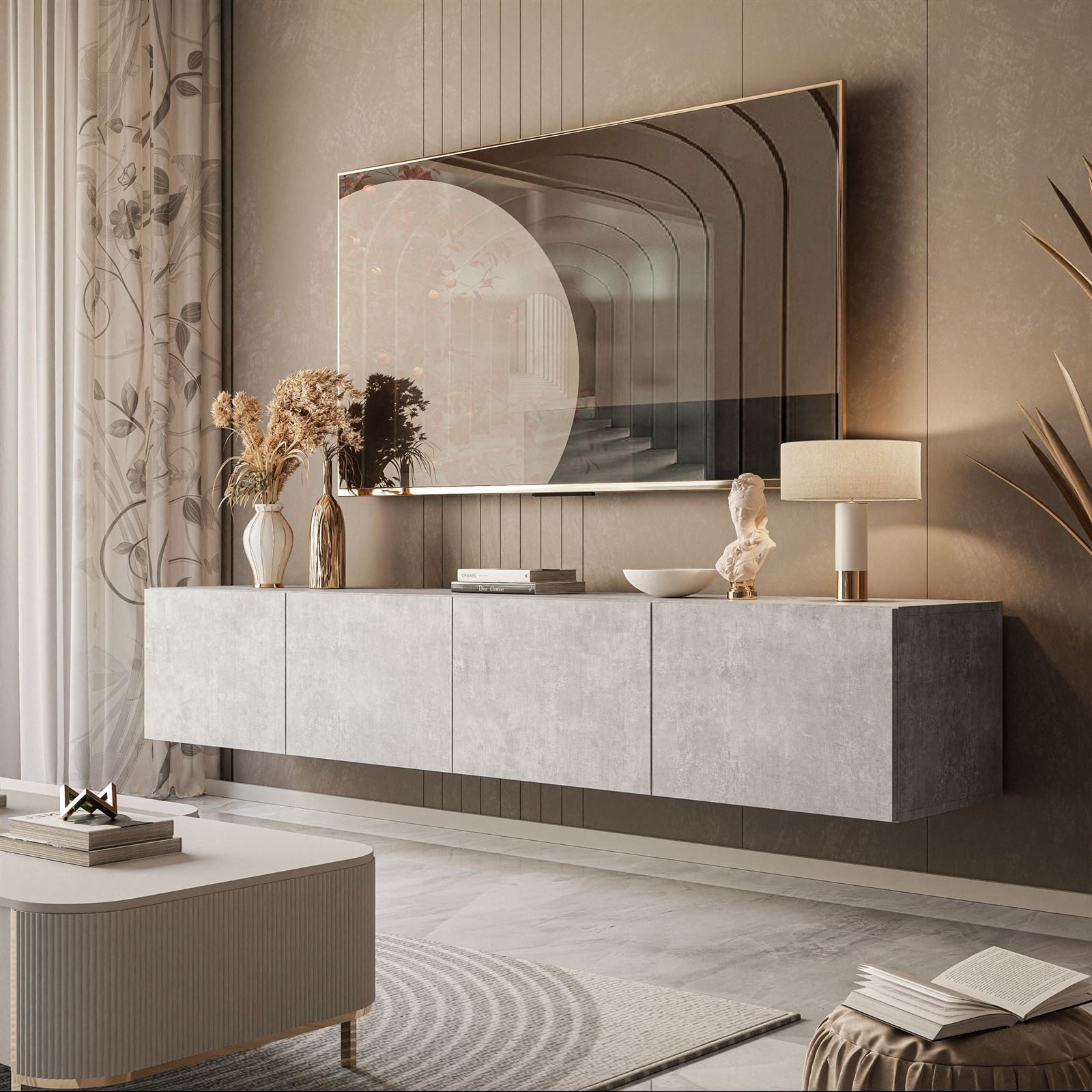 yourhouse24 Lowboard Noisy TV-Lowboard 200 cm hängend mit LED-Beleuchtung u günstig online kaufen