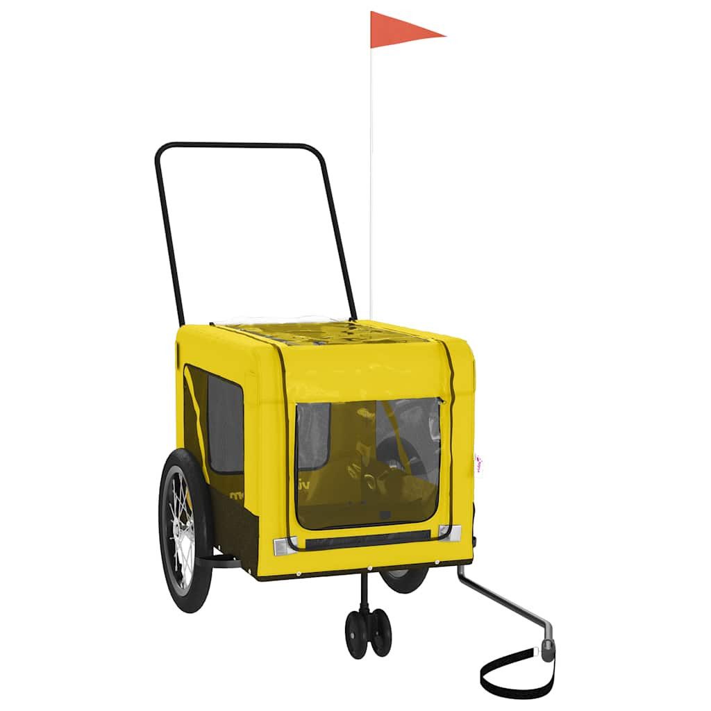vidaXL Hunde-Transportbox 63 x 123 x 66 cm Fahrradanhänger Hunde Gelb und Schwarz Oxford-Gewebe